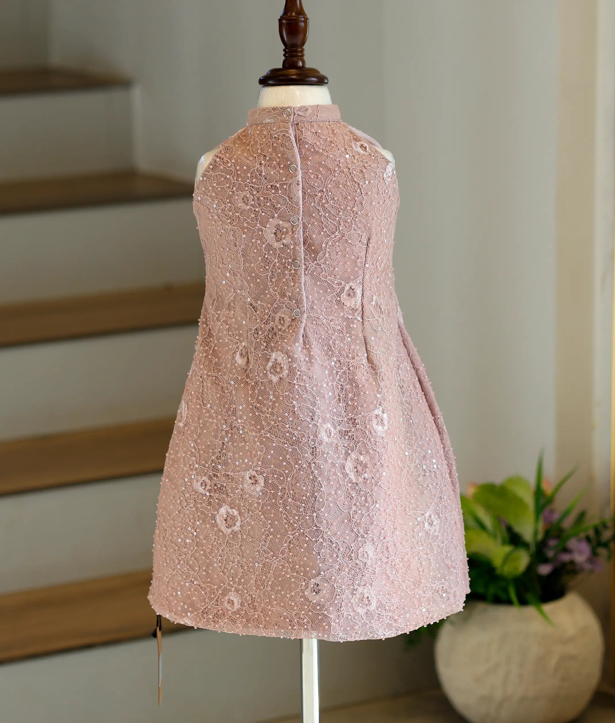 Dusty Pink Embroidery Work Material A-Line Frock for Baby Girl [6254]