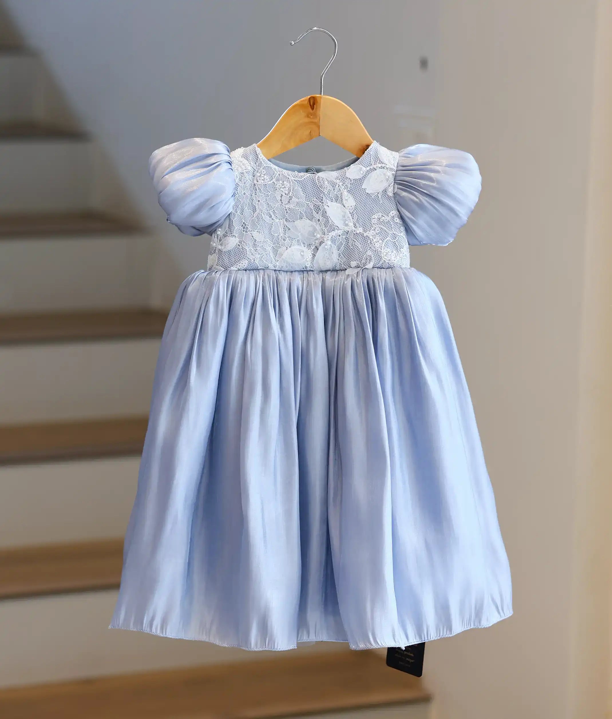 Pastel Blue Laser Organza Birthday Gown For Baby Girl [Ready To Ship: 6259]