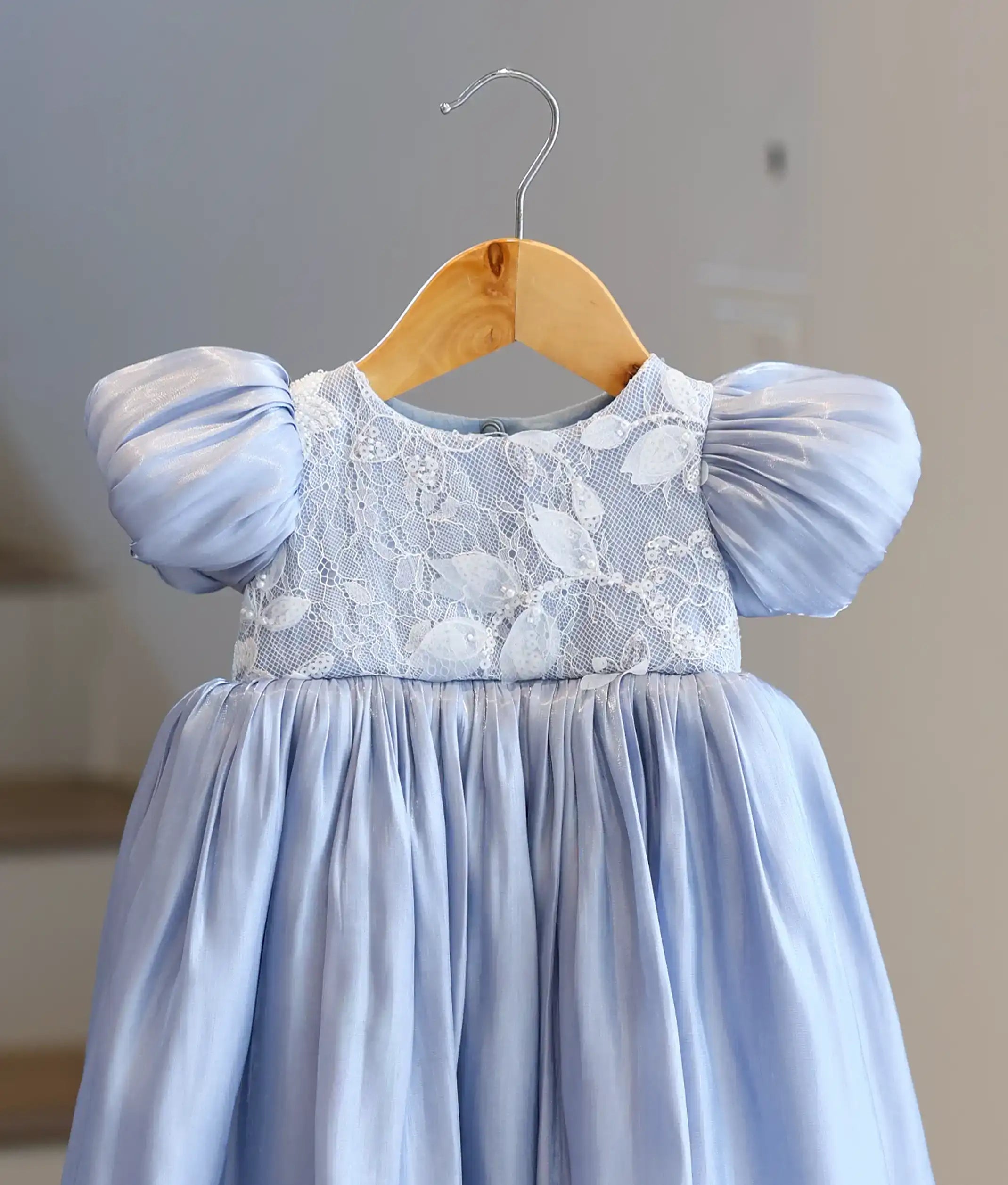 Pastel Blue Laser Organza Birthday Gown For Baby Girl [Ready To Ship: 6259]