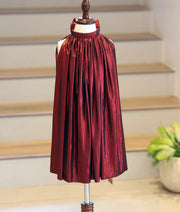 Wine Red Shimmer Lycra A-Line Frock for Baby Girl [6261]