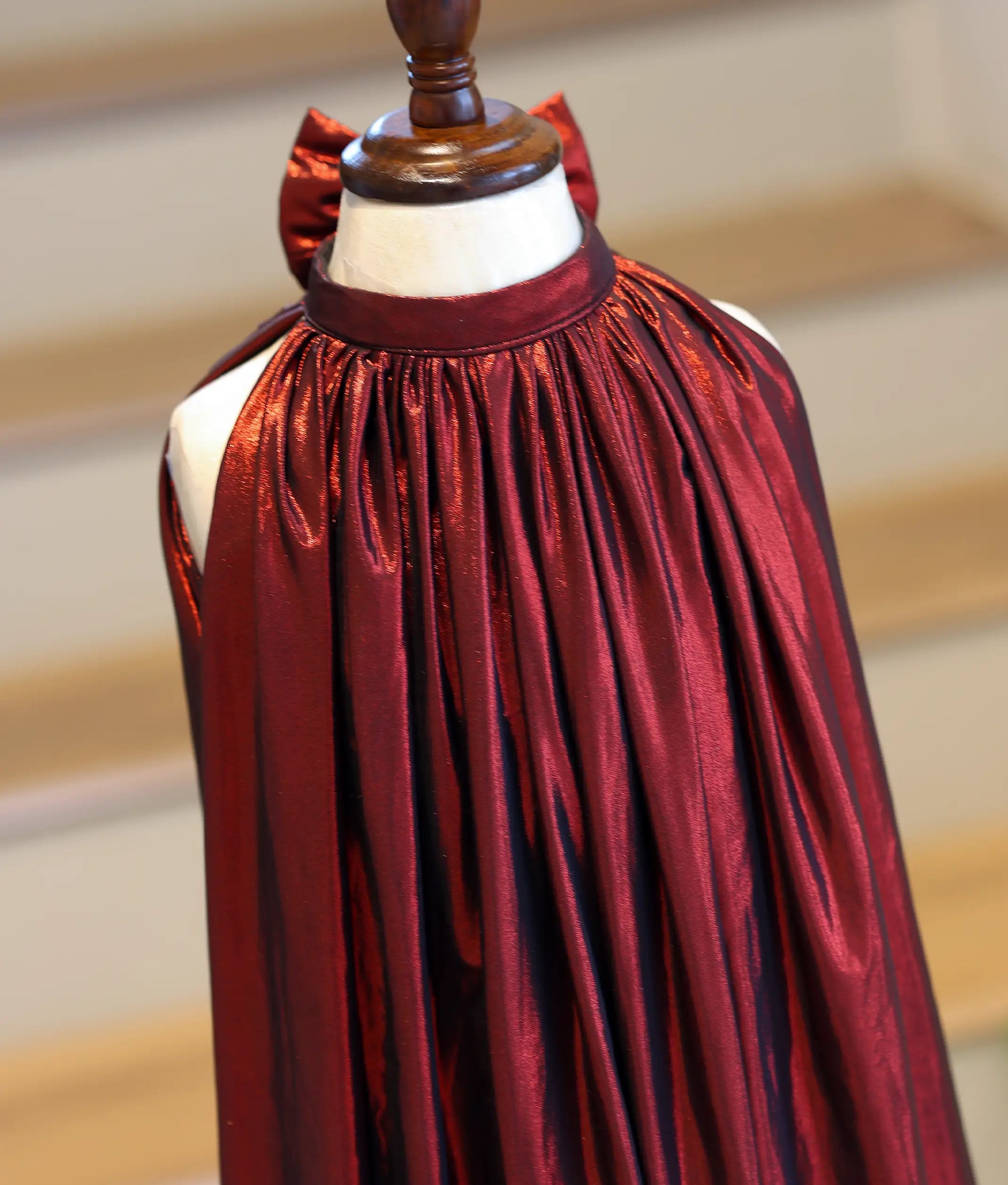 Wine Red Shimmer Lycra A-Line Frock for Baby Girl [6261]