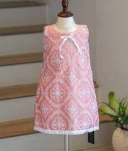 Onion Pink Organza Embroidered A-Line Frock for Baby Girl [6263]
