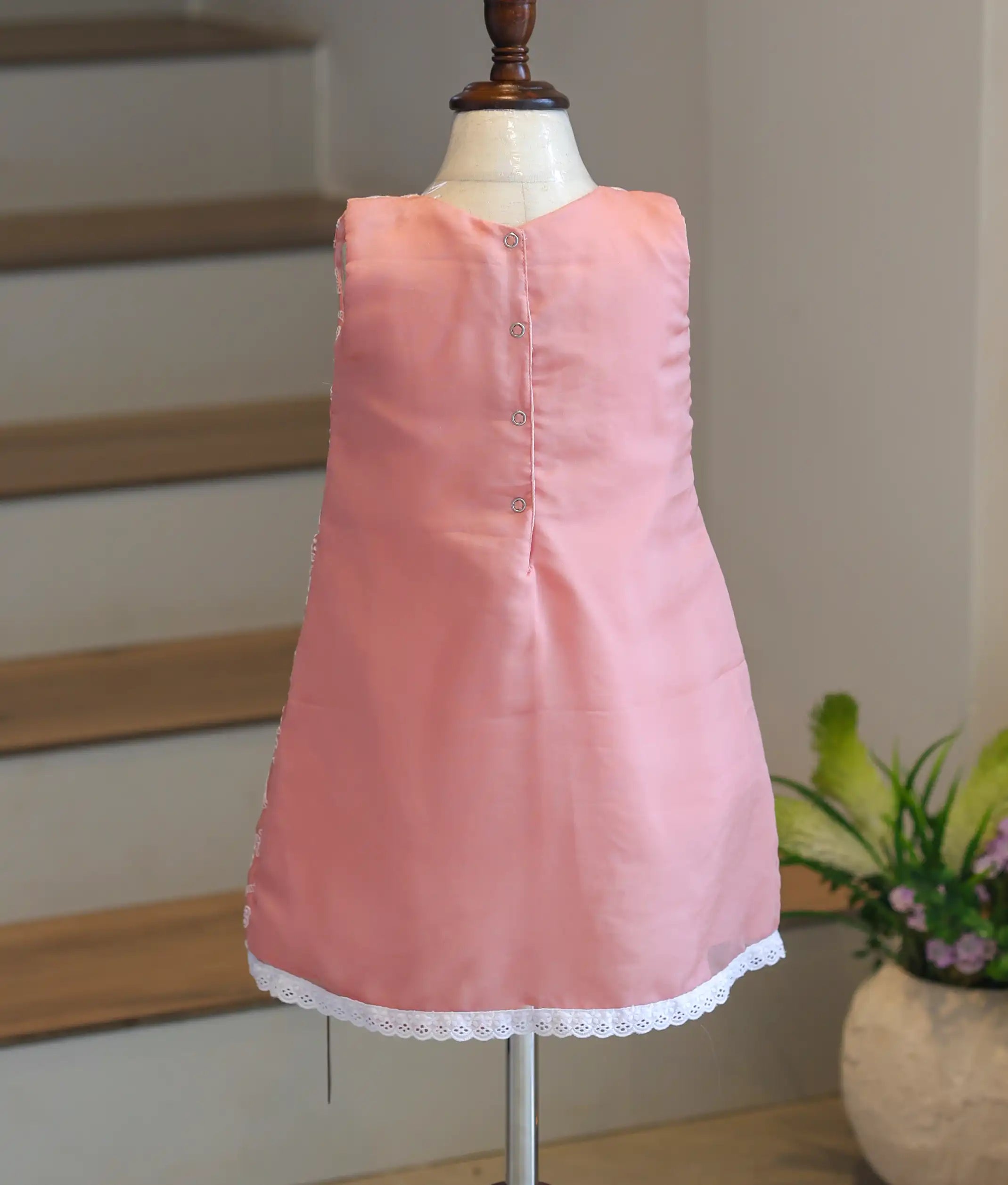 Onion Pink Organza Embroidered A-Line Frock for Baby Girl [6263]