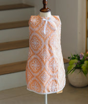 Peach Organza Embroidered A-Line Frock for Baby Girl [6264]