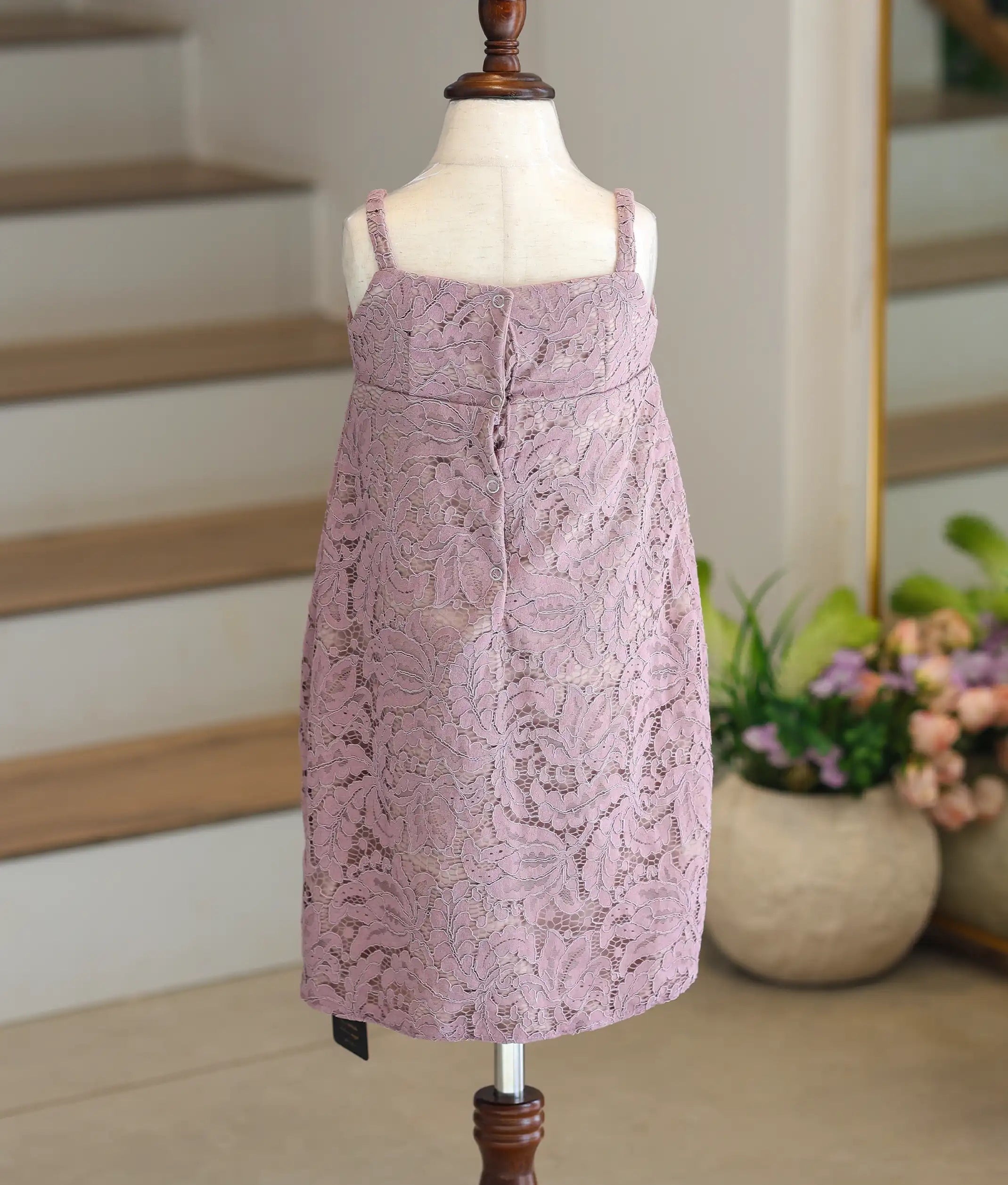 Dusty Lavender Work Material Textured A-Line Frock for Baby Girl [6270]