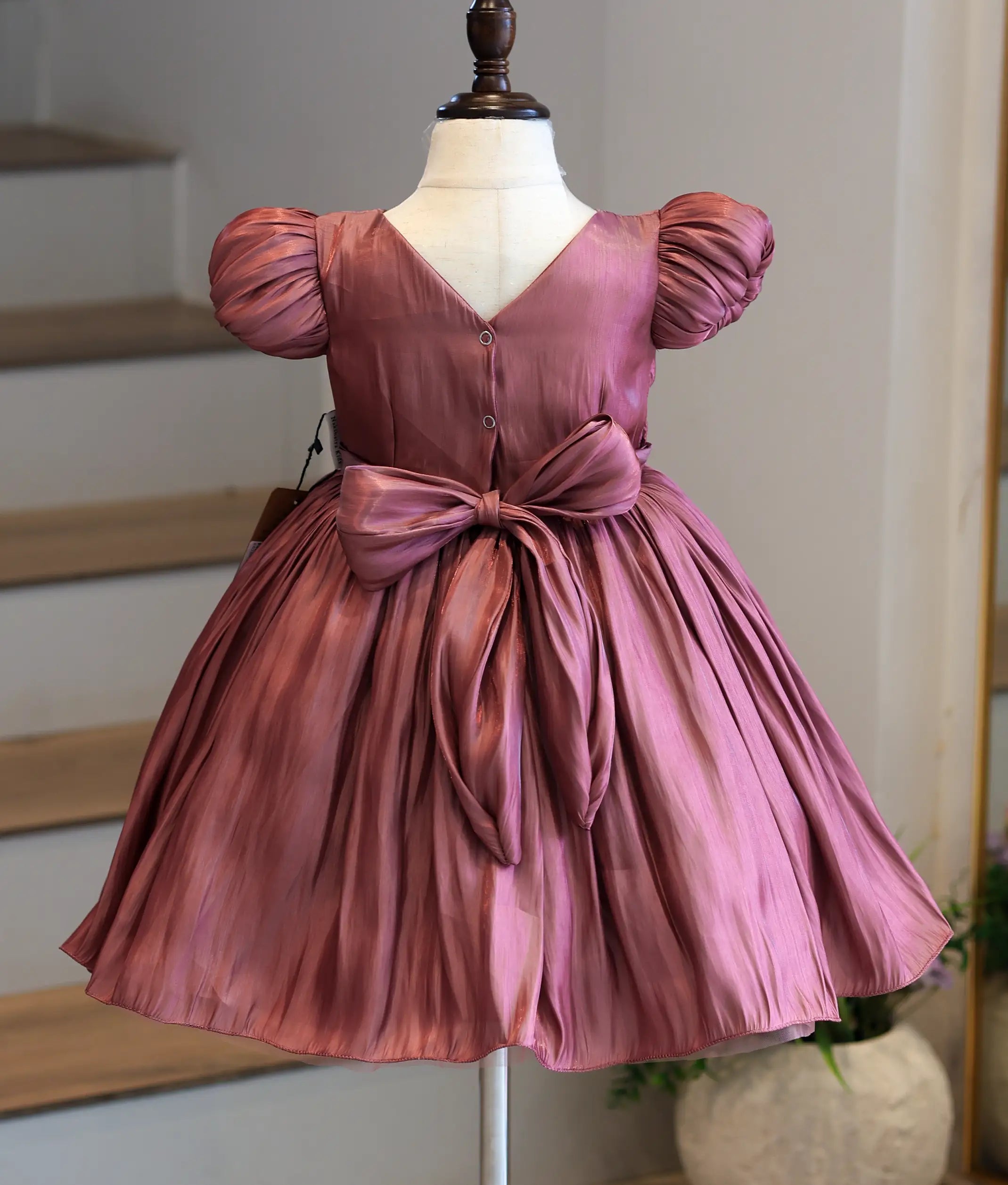 Dark Onion Laser Organza Handworked Birthday Frock for Baby Girl [6289]
