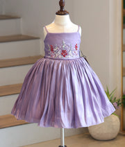 Lavender Laser Organza Handworked Birthday Frock for Baby Girl [6300]