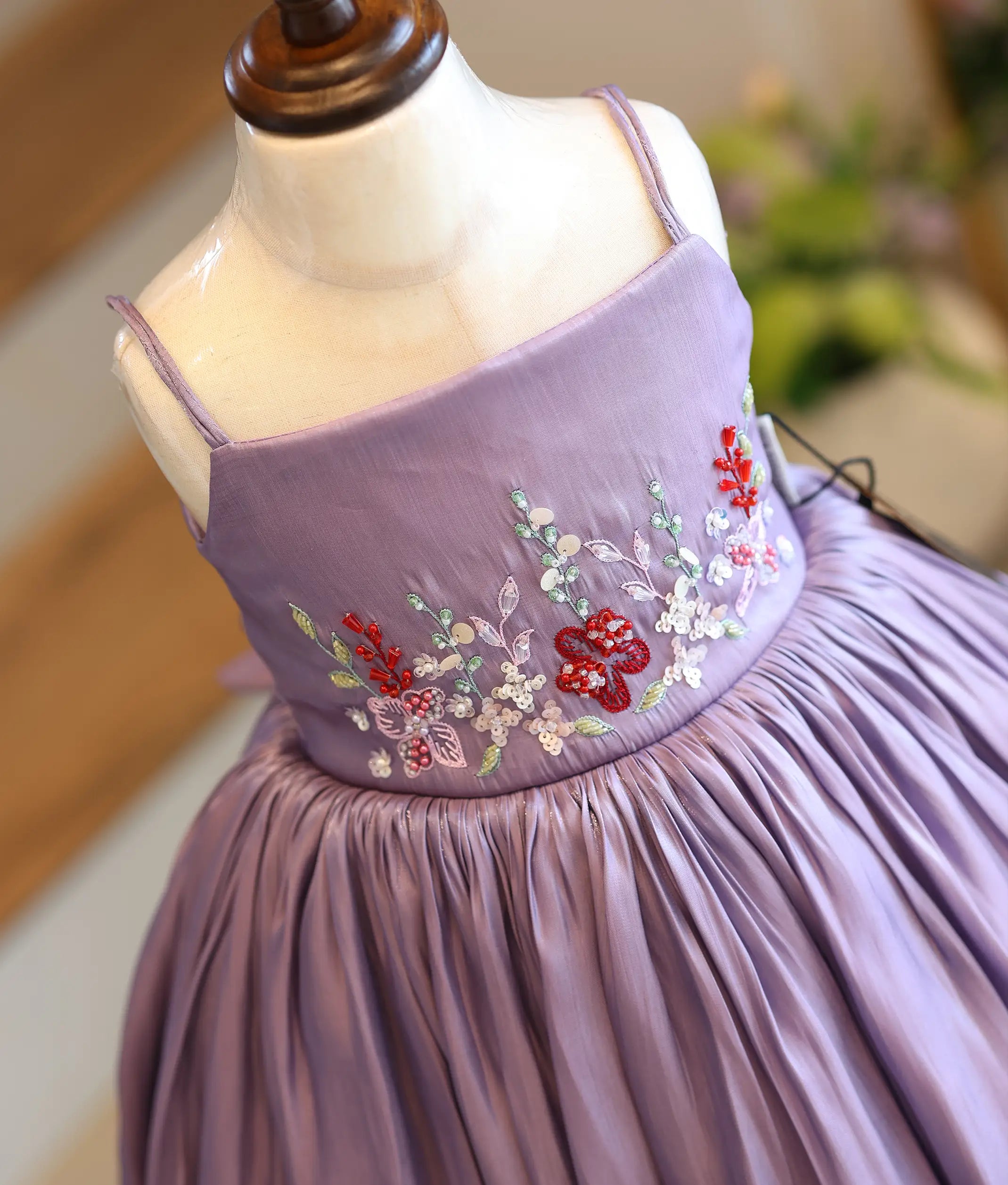 Lavender Laser Organza Handworked Birthday Frock for Baby Girl [6300]