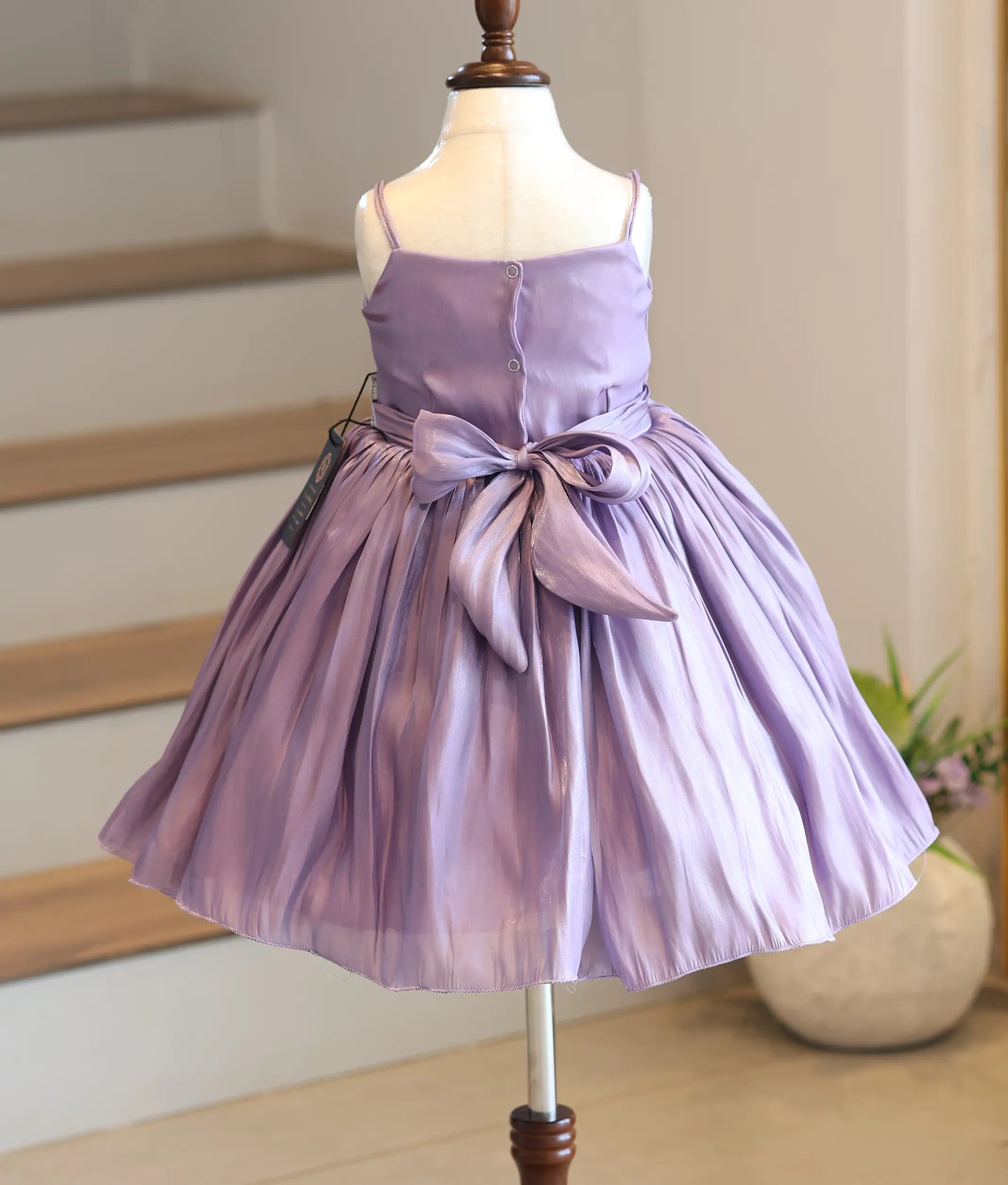 Lavender Laser Organza Handworked Birthday Frock for Baby Girl [6300]