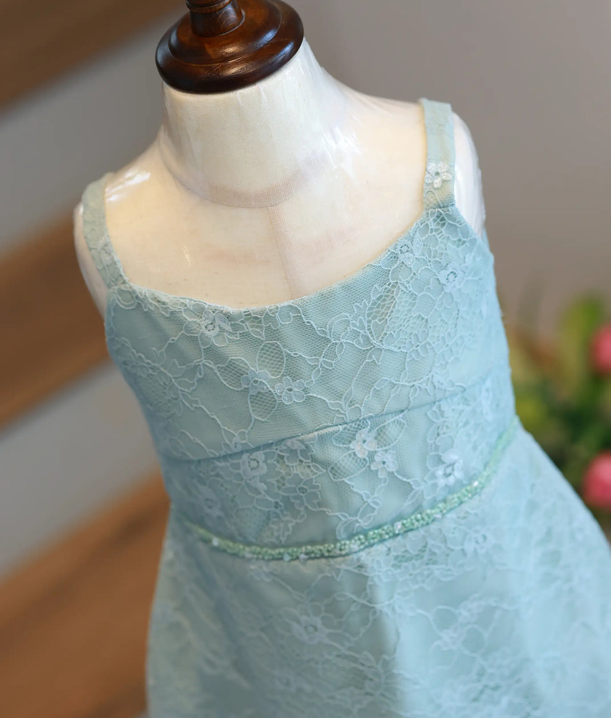 Powder Blue Work Material Textured Fish Cut Frock for Baby Girl [6301]