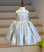 Pastel Green Laser Organza Handworked Birthday Frock for Baby Girl [6302]