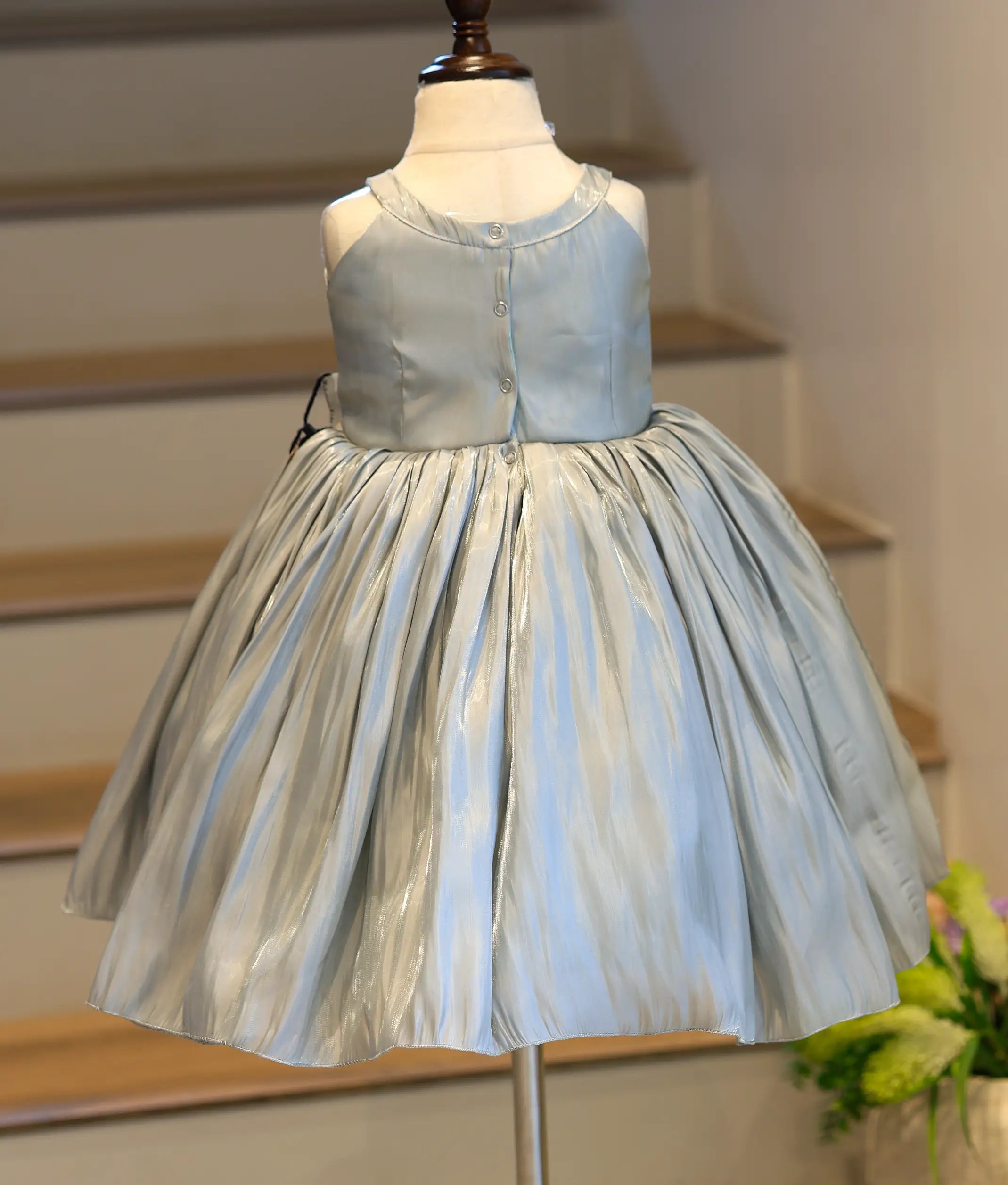 Pastel Green Laser Organza Handworked Birthday Frock for Baby Girl [6302]