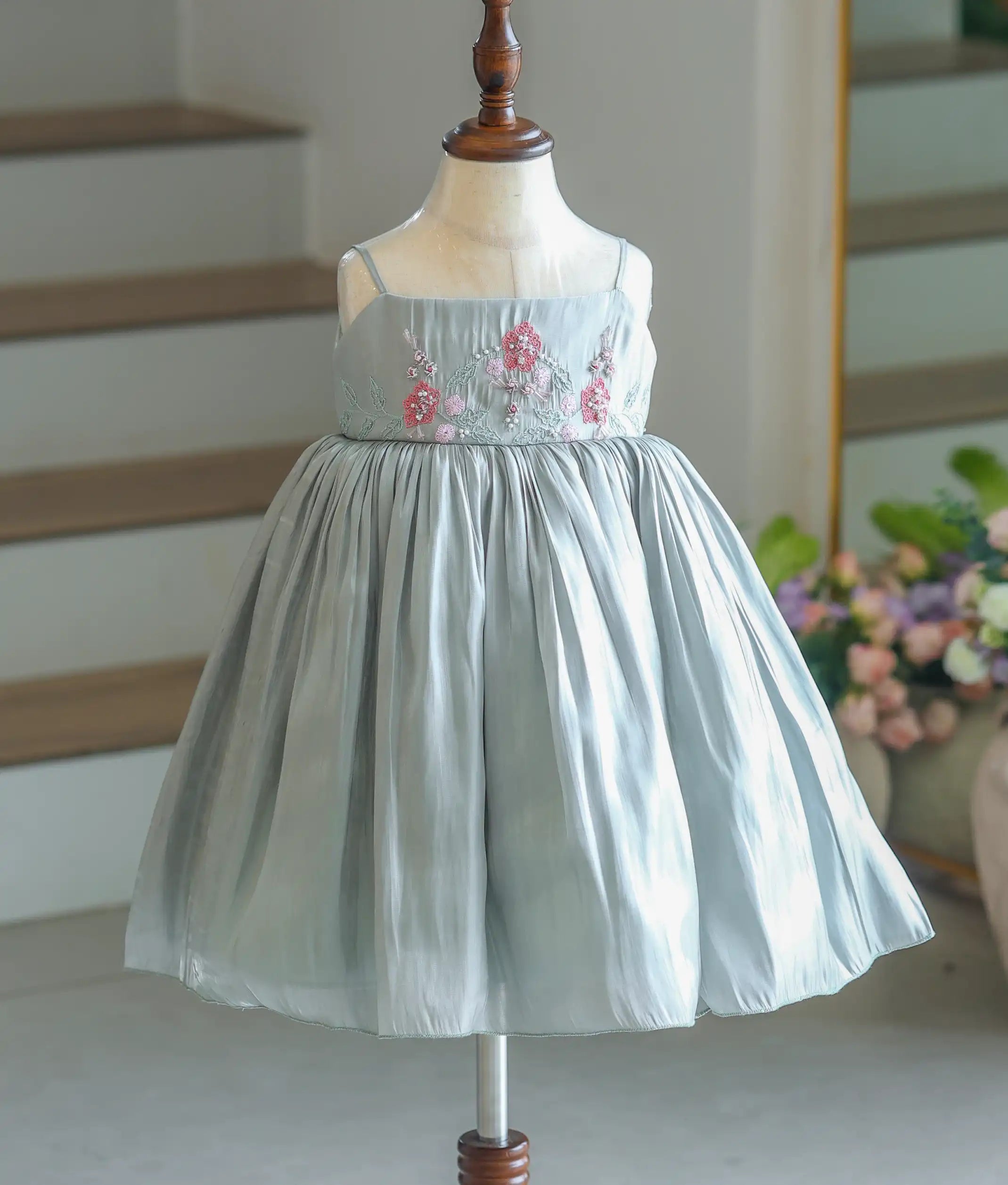 Pastel Green Laser Organza Handworked Birthday Frock For Baby Girl [6303]