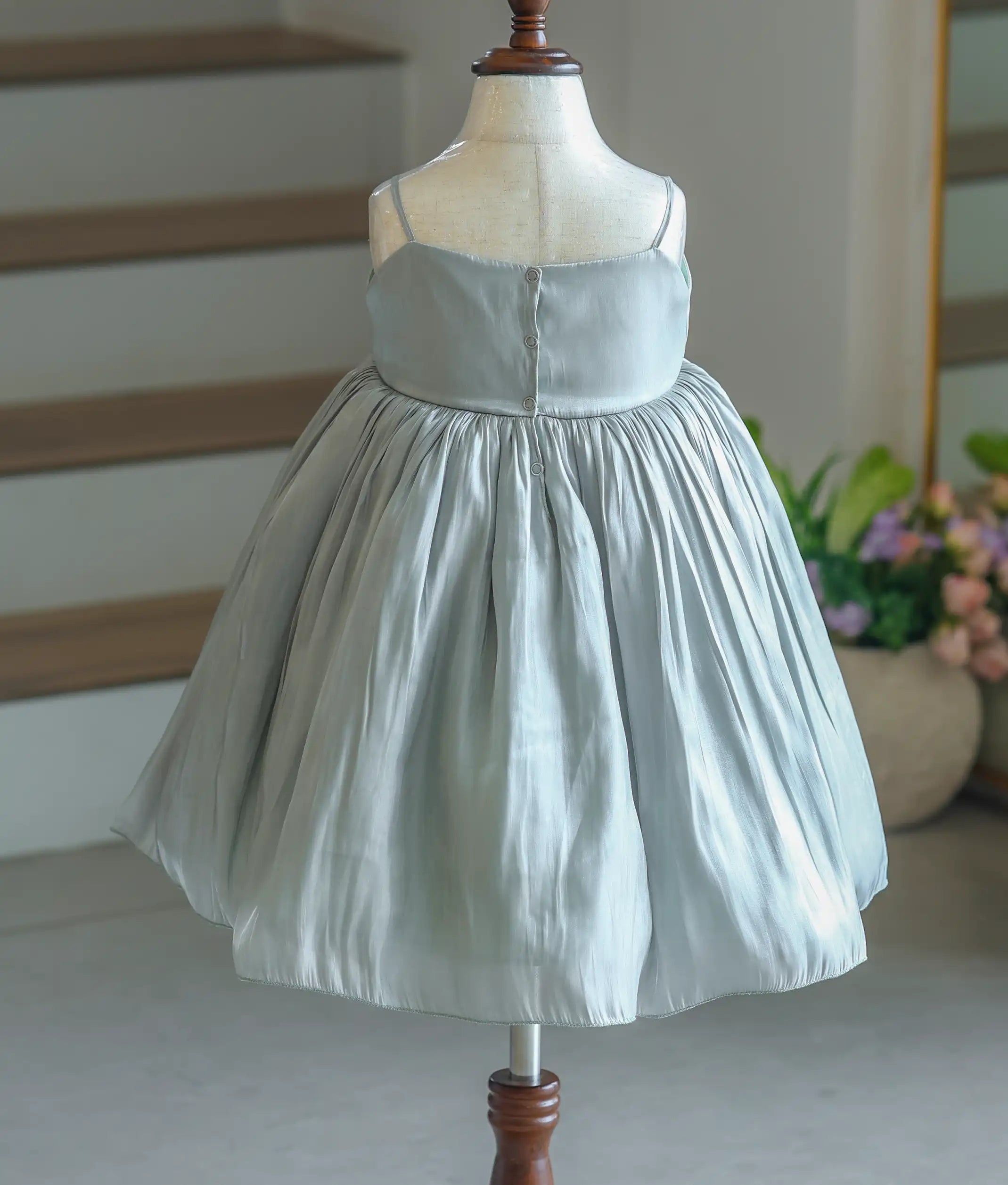 Pastel Green Laser Organza Handworked Birthday Frock For Baby Girl [6303]