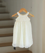Off-White Embroidery Work Material Baptism Gown for Baby Girl [6306]