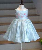 Pastel Green Laser Organza Handworked Birthday Frock for Baby Girl [6310]