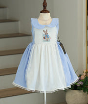 Blue and White Embroidered A-Line Frock for Baby Girl [6317]