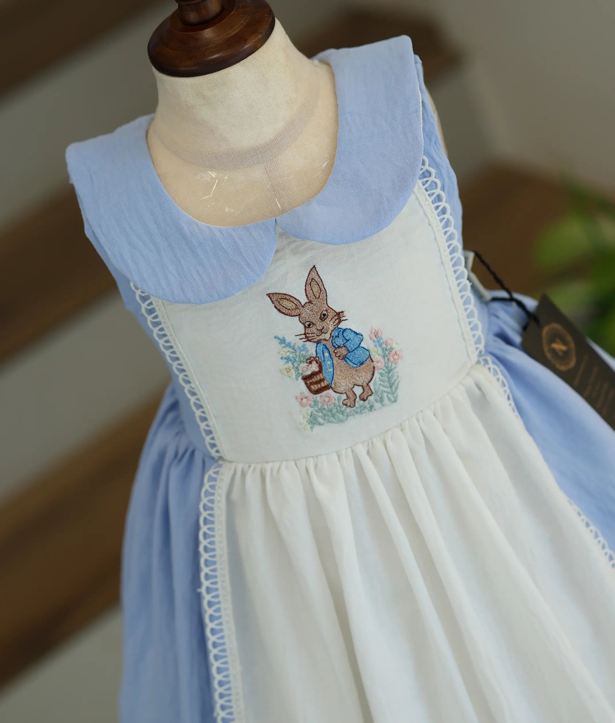 Blue and White Embroidered A-Line Frock for Baby Girl [6317]