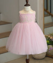 Baby Pink Tulle Net Birthday Frock for Baby Girl [6320]