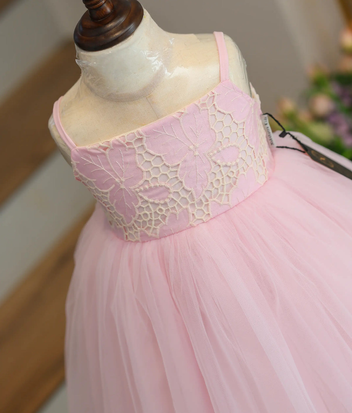 Baby Pink Tulle Net Birthday Frock for Baby Girl [6320]