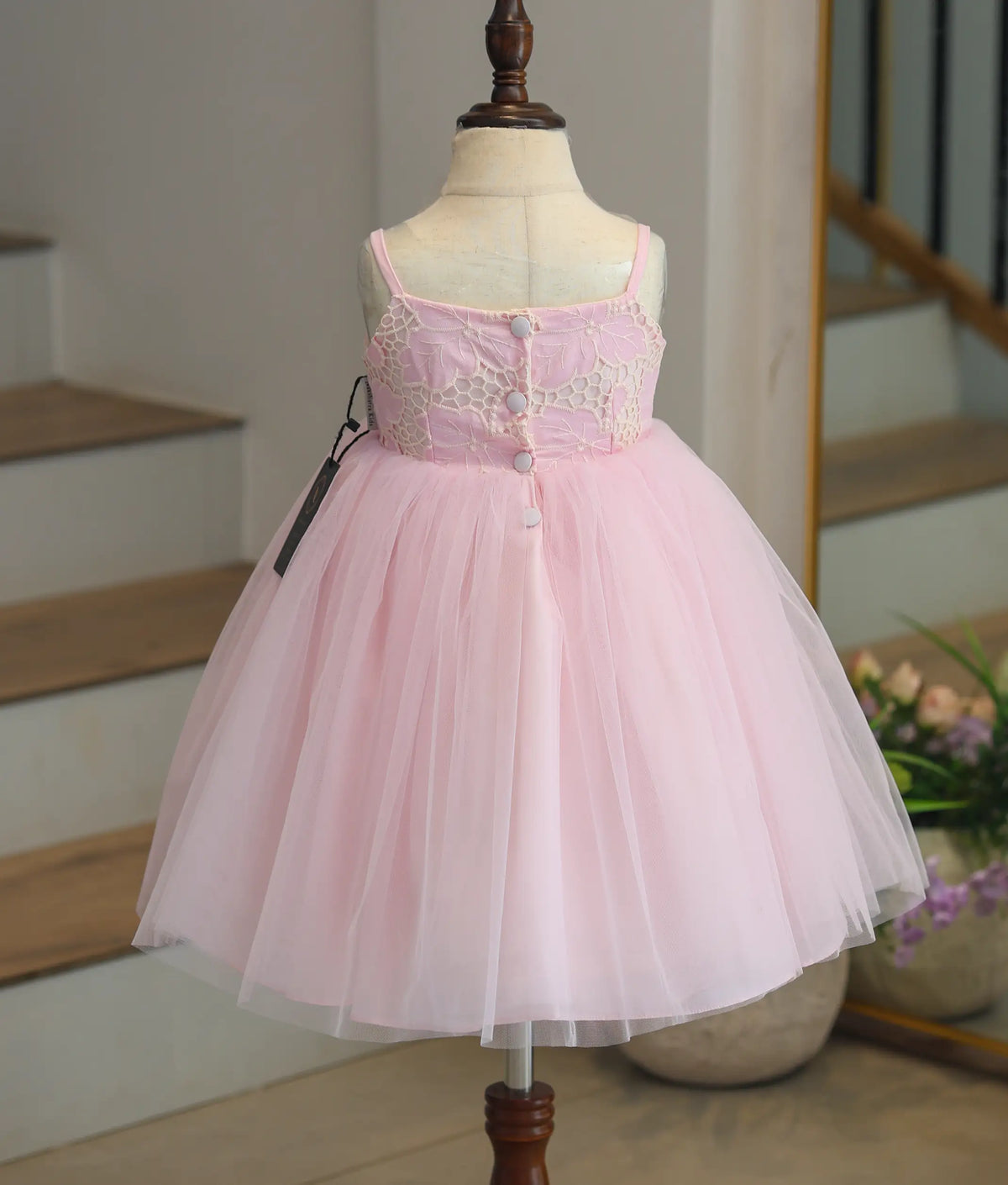 Baby Pink Tulle Net Birthday Frock for Baby Girl [6320]