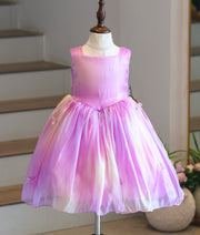 Pink and Lilac Multi-Shade Laser Organza Birthday Frock for Baby Girl [6322]