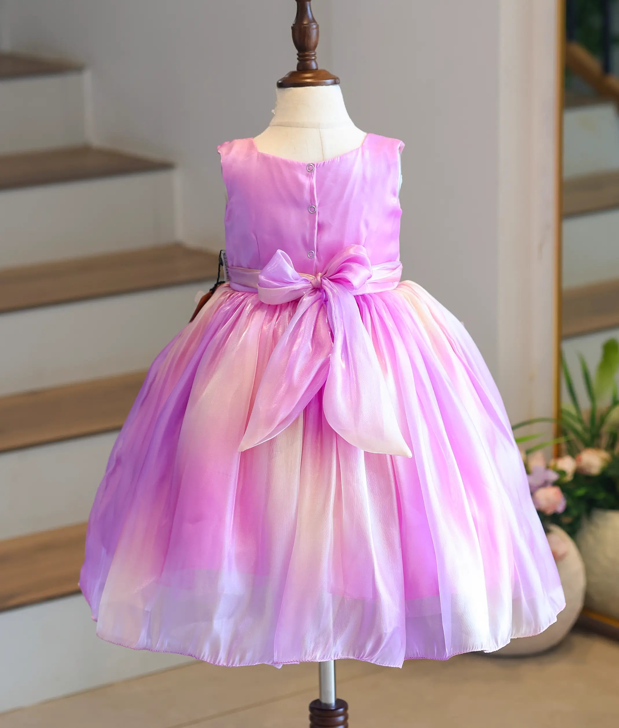Pink and Lilac Multi-Shade Laser Organza Birthday Frock for Baby Girl [6322]