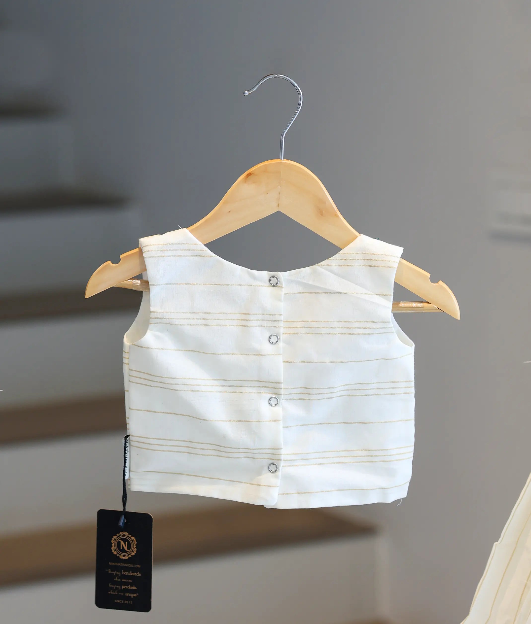 Off-White Embroidery Cotton Skirt and Top for Baby Girls [6330]