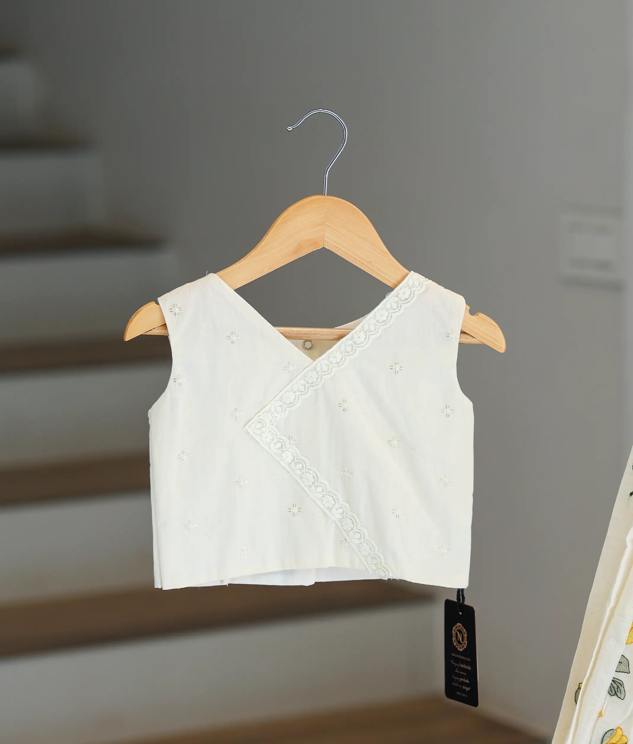 Yellow Lotus Cotton Embroidered Skirt and Top for Baby Girl [6341]