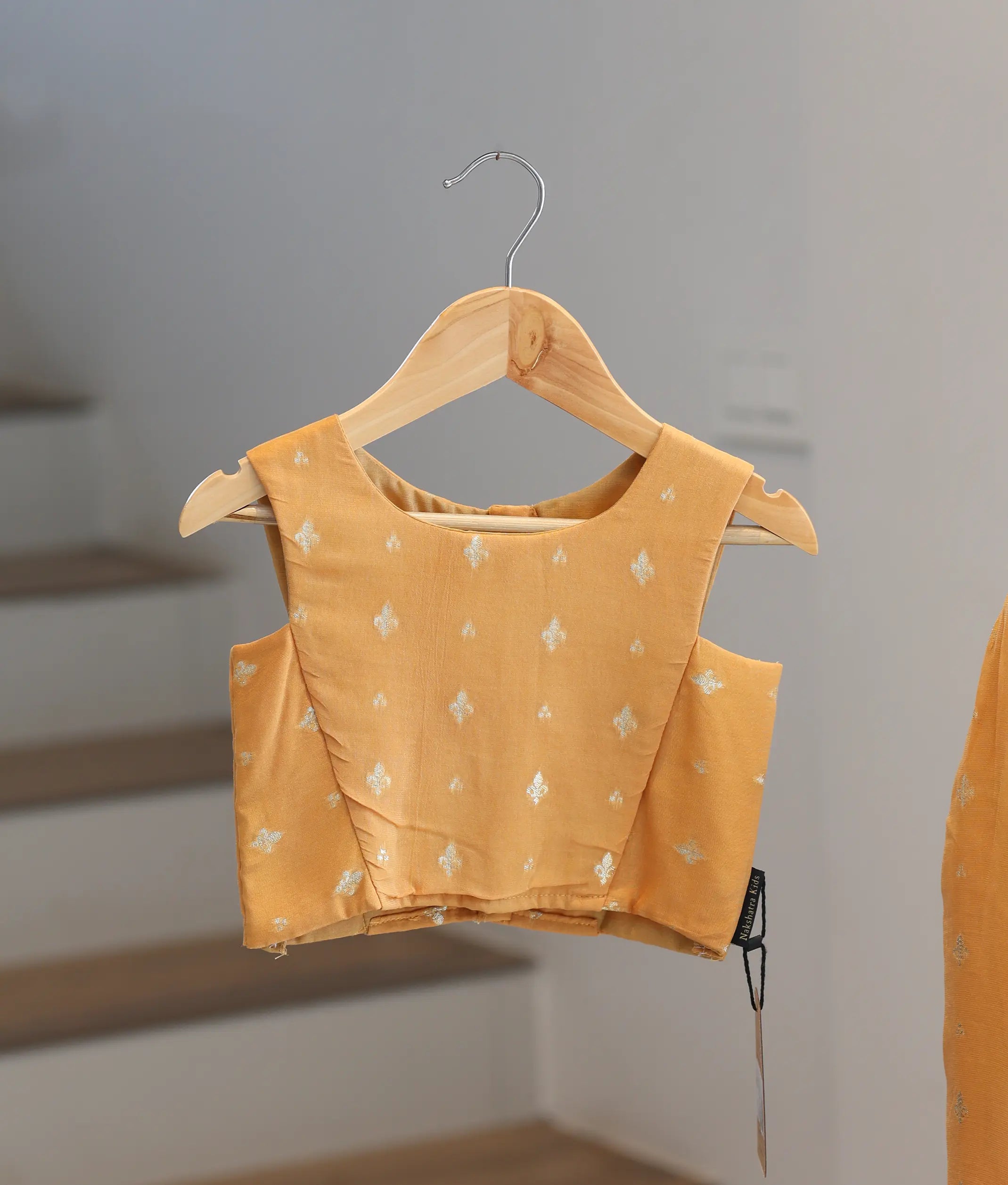 Mustard Yellow Georgette Golden Buttis Skirt and Top for Baby Girl [6345]