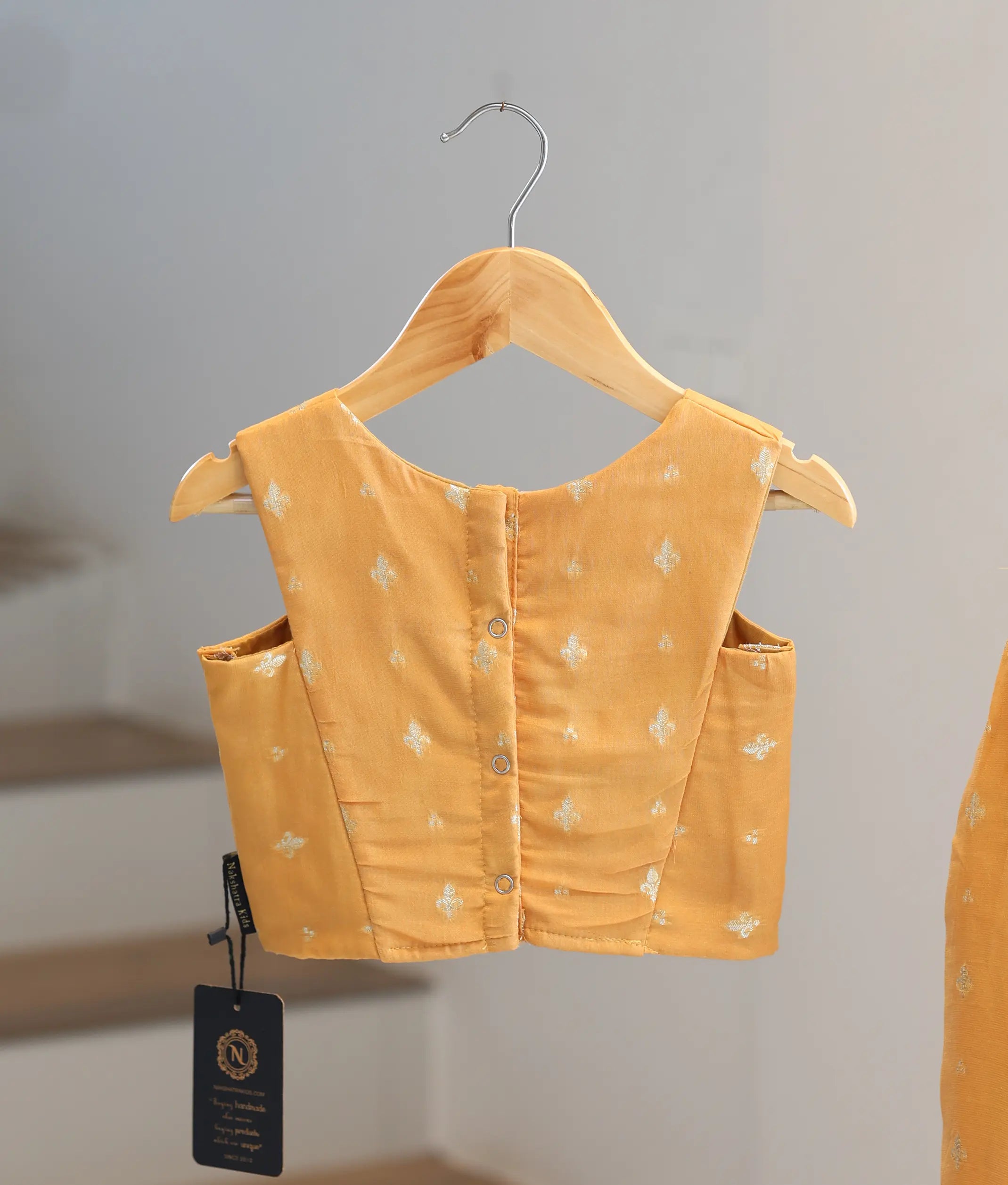Mustard Yellow Georgette Golden Buttis Skirt and Top for Baby Girl [6345]