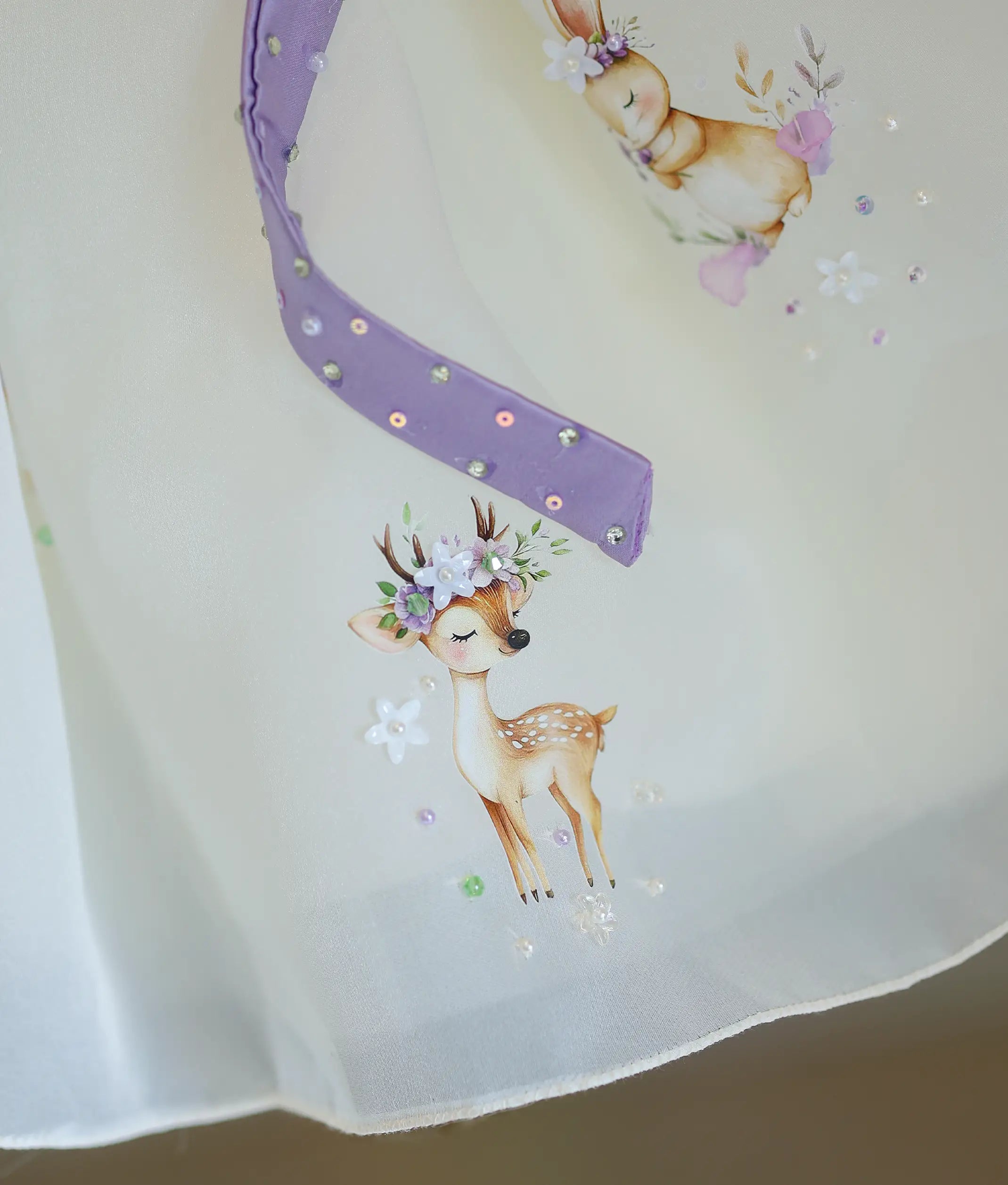 Off-White Plain Organza Handworked Fairy Theme Frock for Baby Girl [Pre Order: 6351]