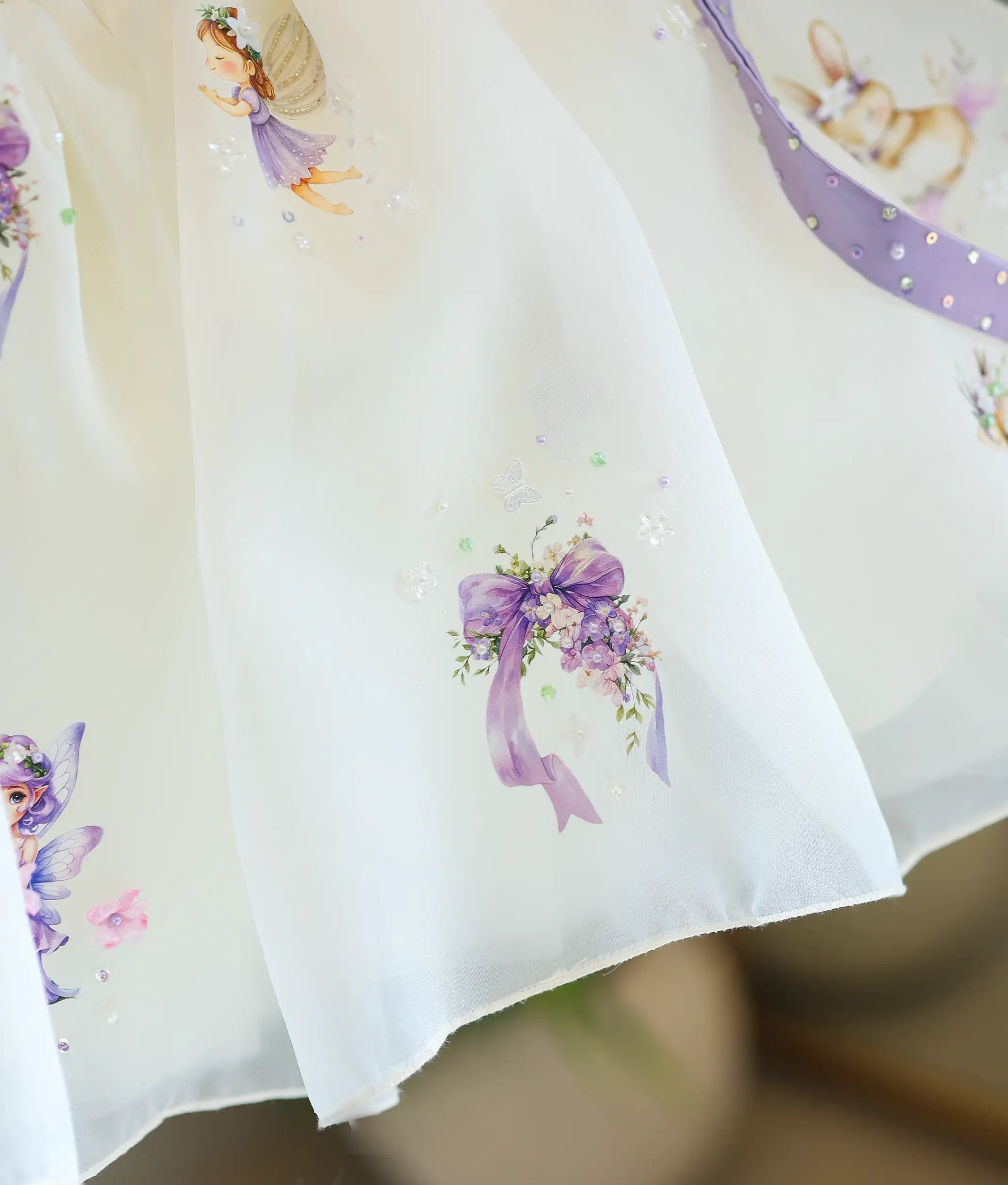 Off-White Plain Organza Handworked Fairy Theme Frock for Baby Girl [Pre Order: 6351]