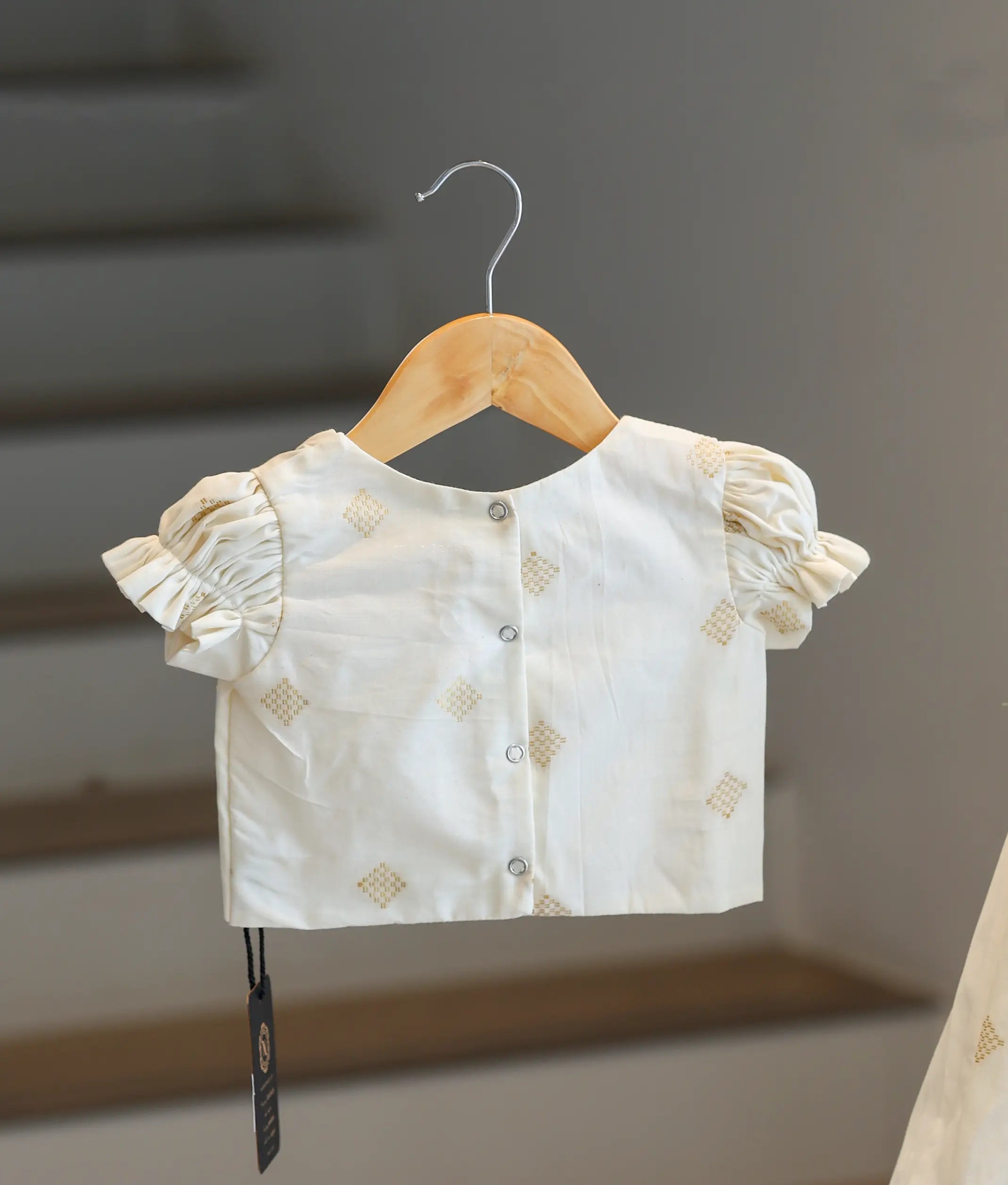 Off-White Embroidery Cotton Skirt and Top for Baby Girls [6364]