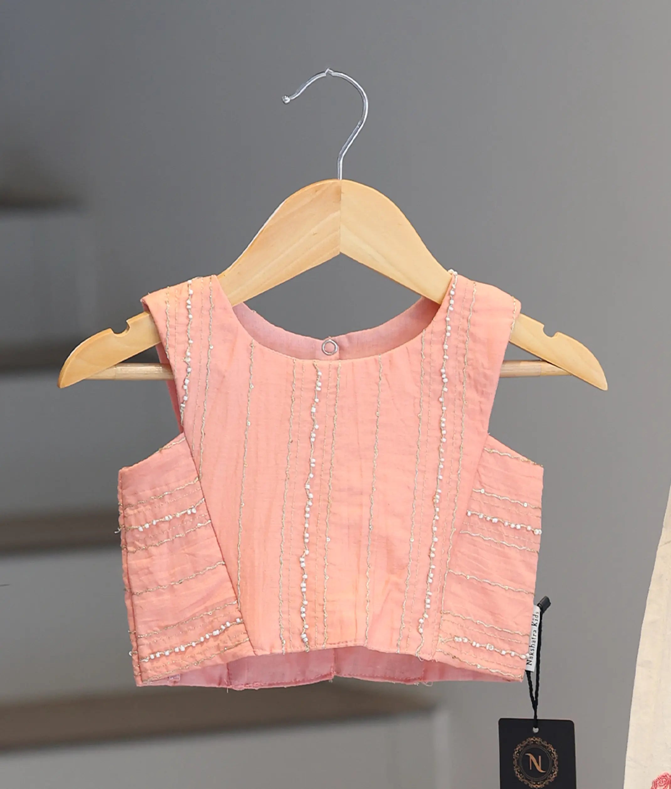 Off-White Cotton Embroidered Skirt and Pastel Pink Top for Baby Girl [6366]