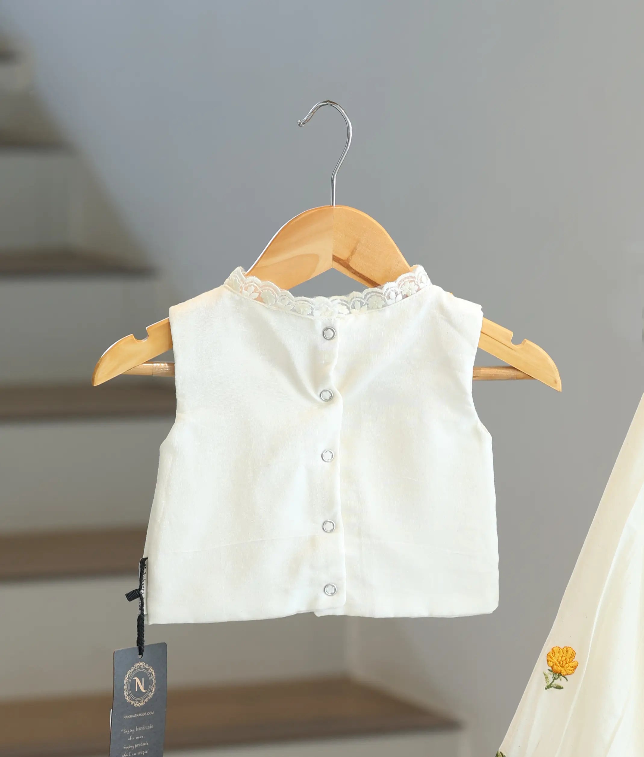 Off-White Embroidered Skirt and Top for Baby Girl [6370]