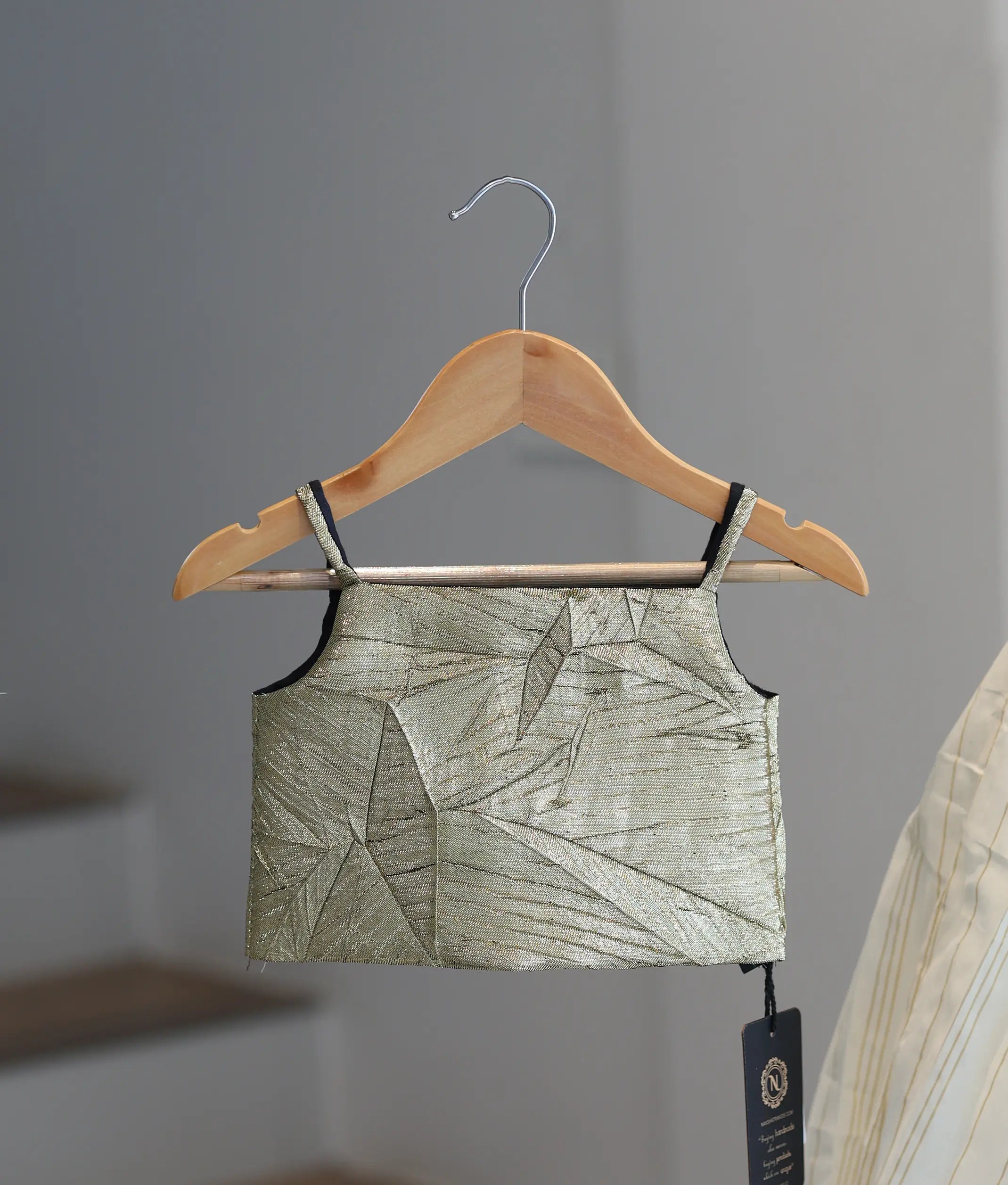 Gold Turkish Organza Top With Kasavu Skirt for Baby Girl [6393]