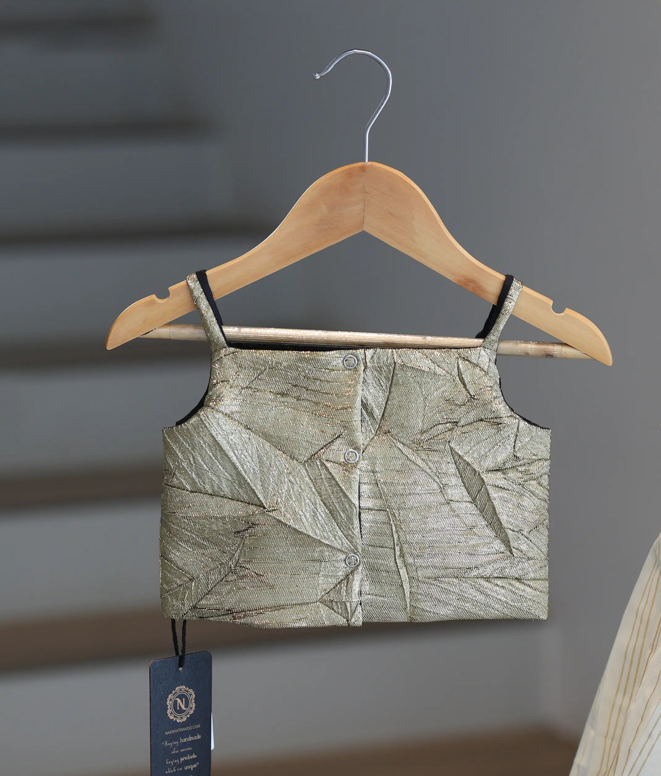 Gold Turkish Organza Top With Kasavu Skirt for Baby Girl [6393]