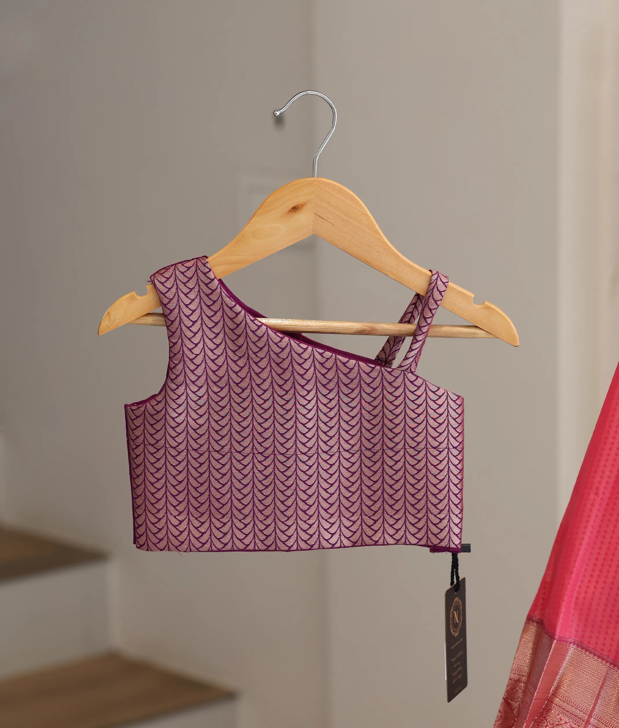 Pink And Violet Kanchipuram Silk Skirt And Top for Baby Girl [6403]