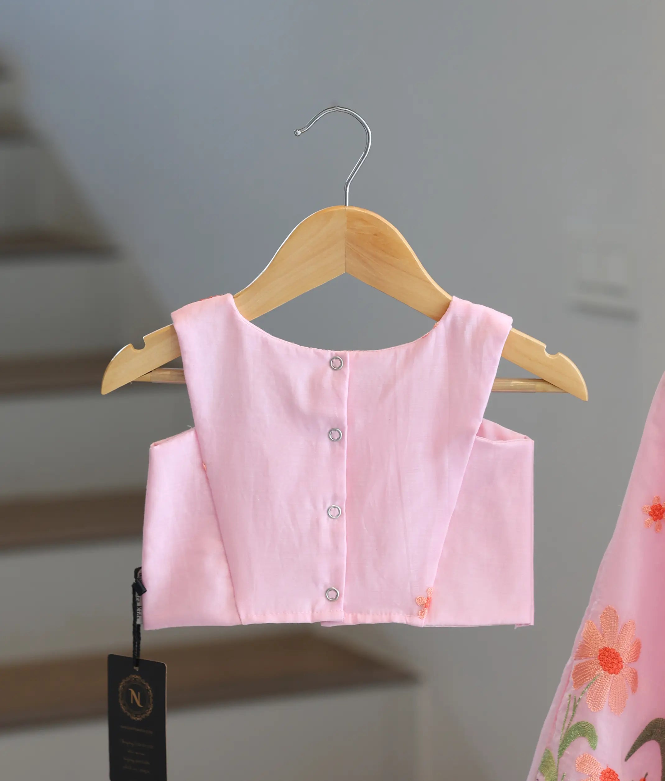 Baby Pink Mul Chanderi Embroidered Skirt and Top for Baby Girl [6433]
