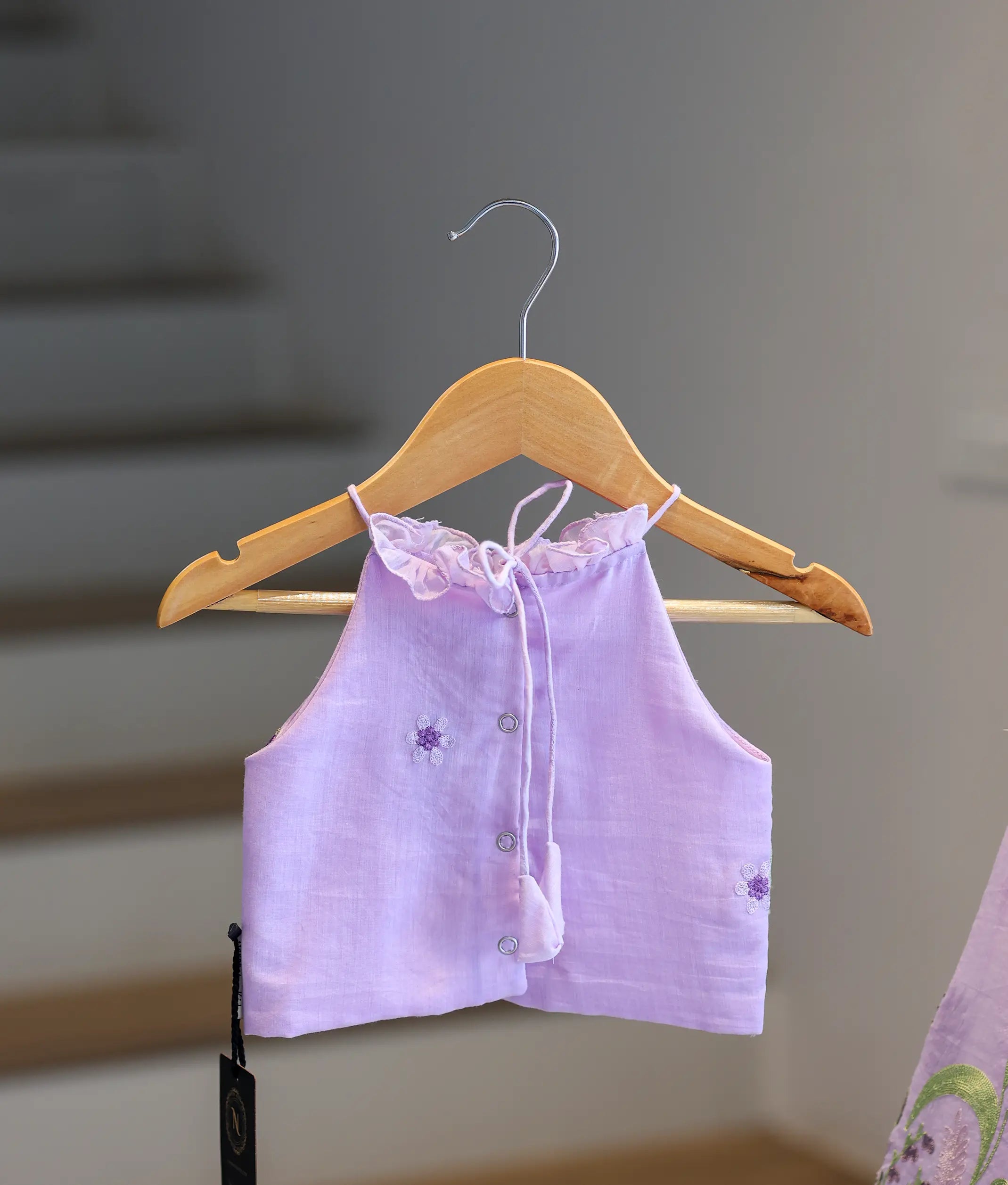 Lavender Chanderi Embroidered Skirt and Top for Baby Girl [6441]