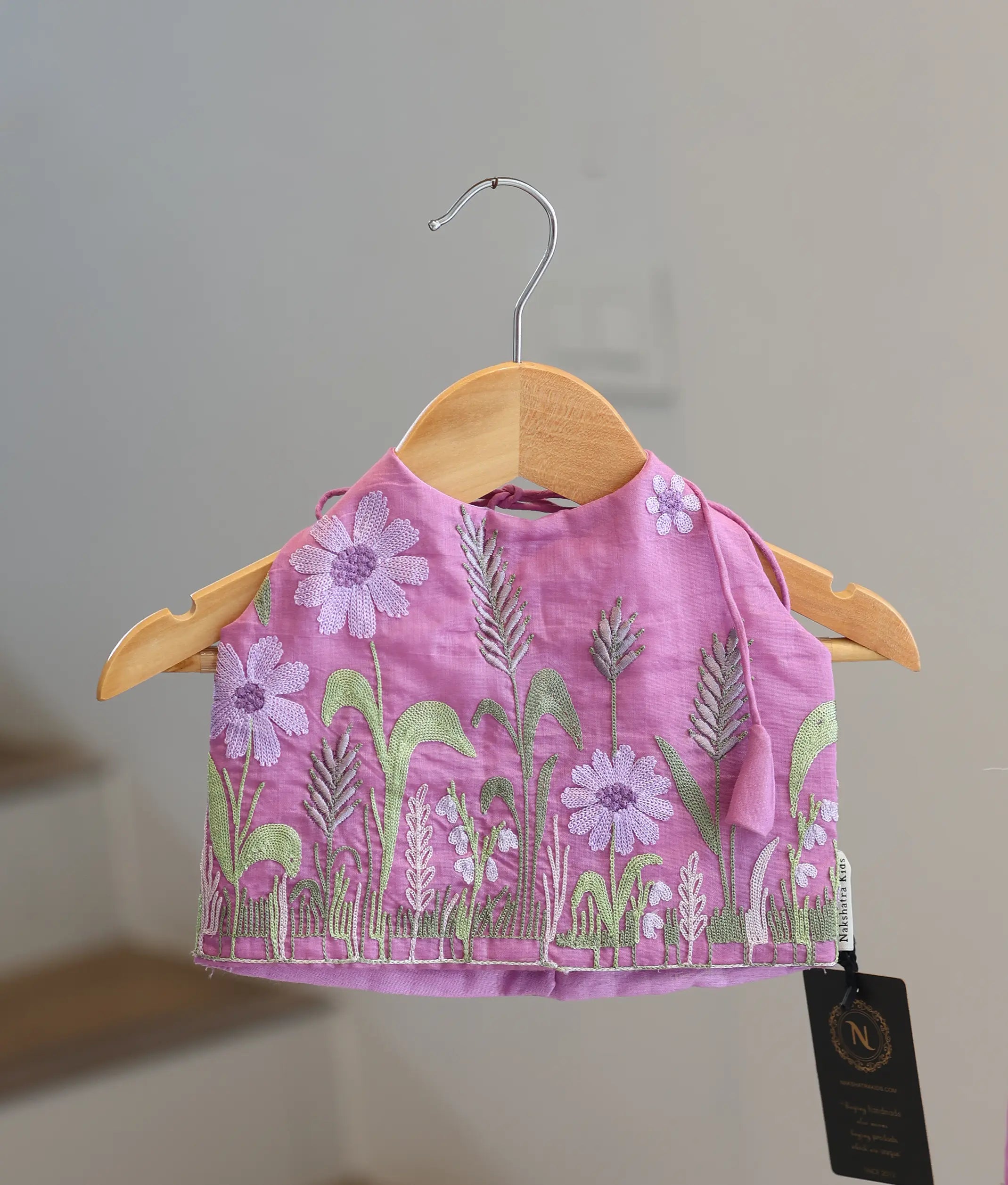 Mauve Pink Mul Chanderi Embroidered Skirt and Top for Baby Girl [6448]