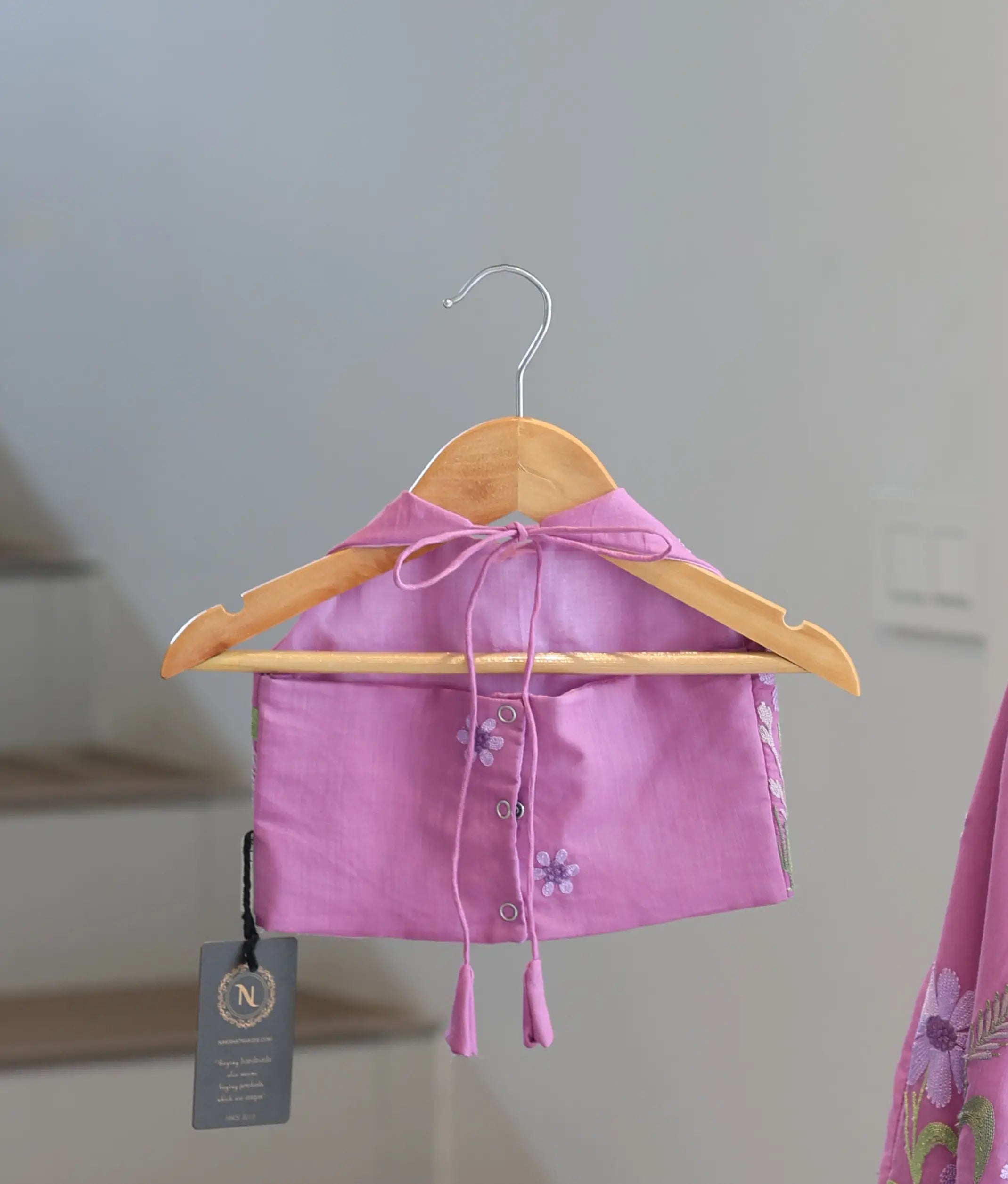 Mauve Pink Mul Chanderi Embroidered Skirt and Top for Baby Girl [6448]