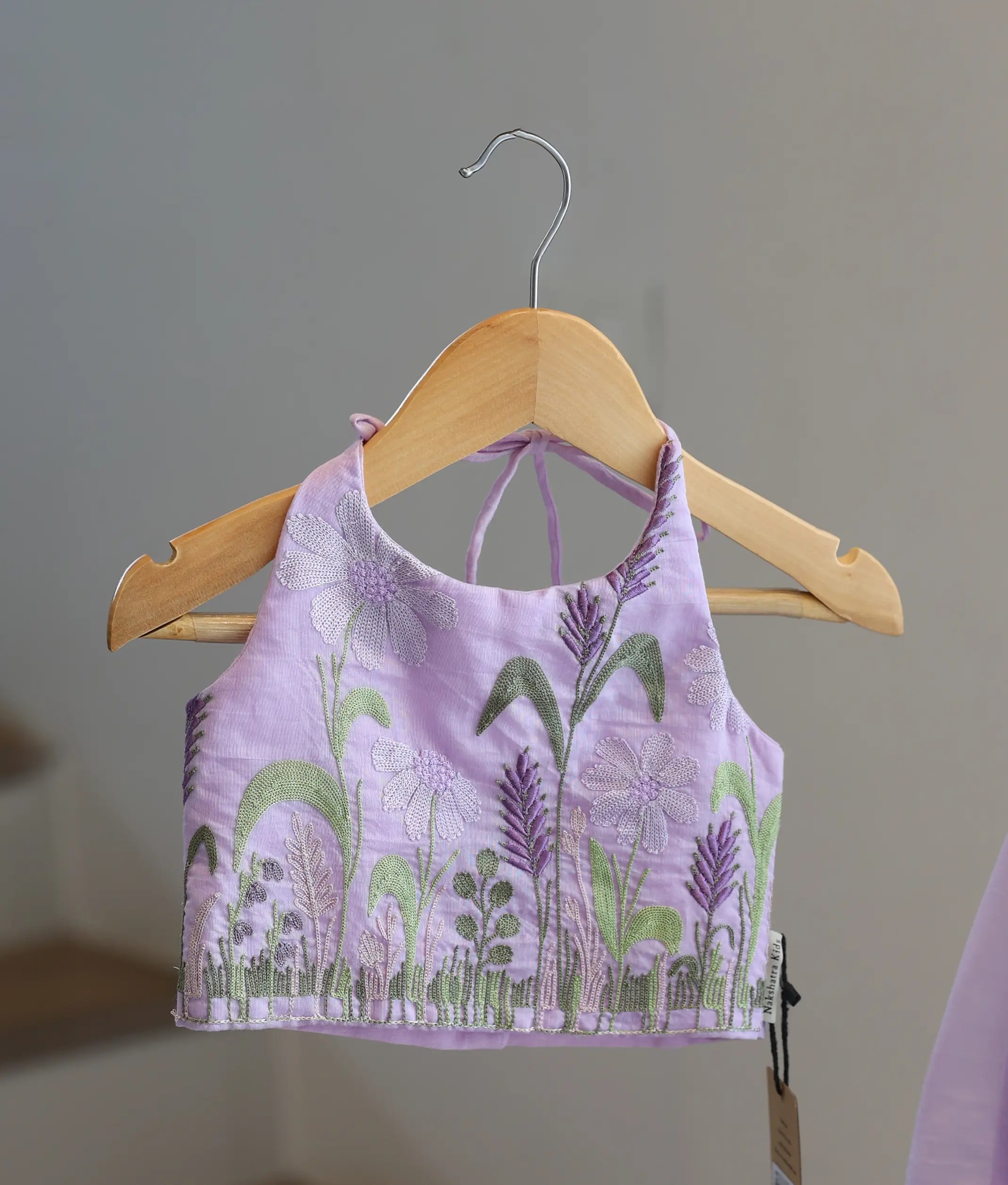 Lavender Mul Chanderi Embroidered Skirt and Top for Baby Girl [6454]