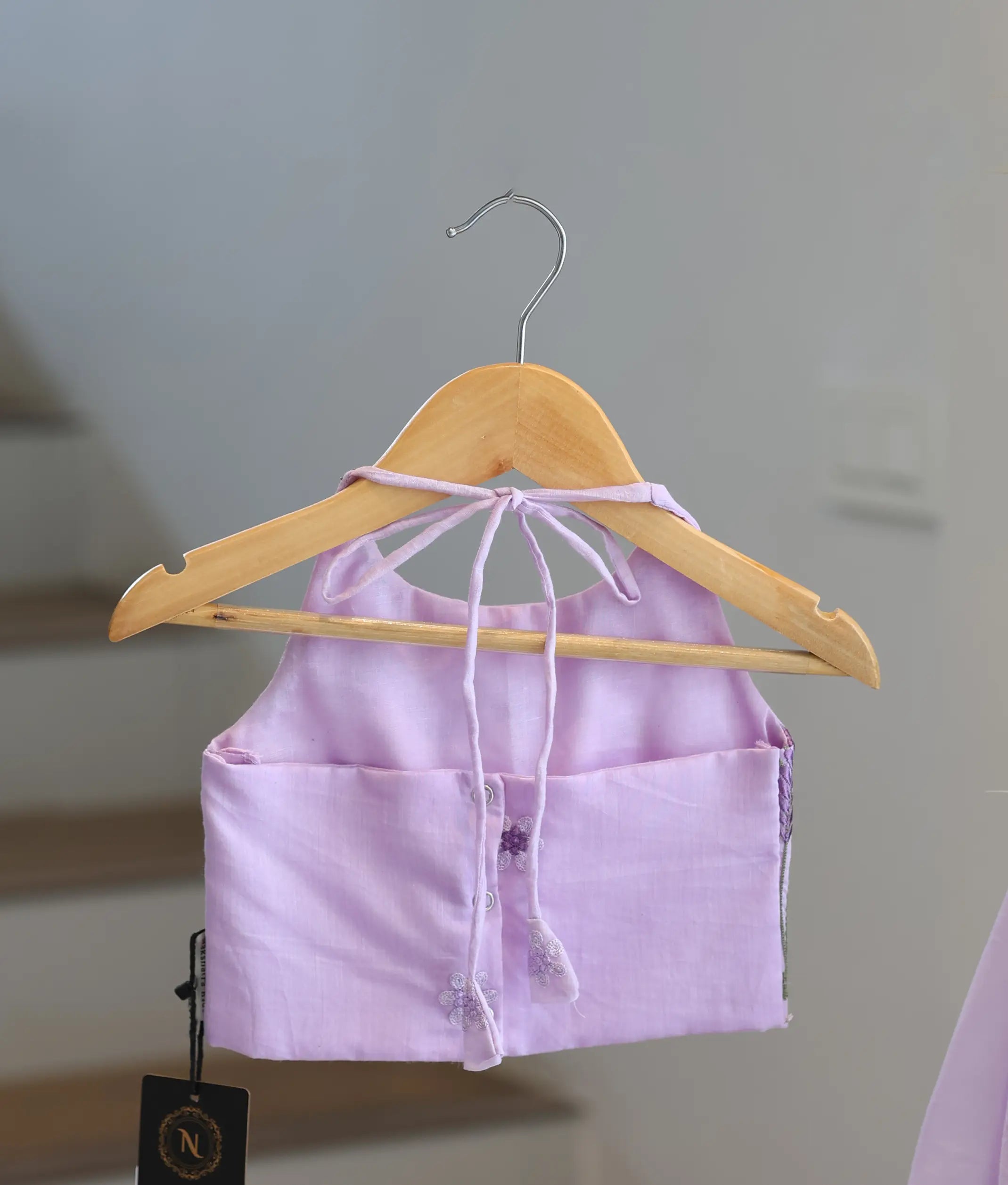 Lavender Mul Chanderi Embroidered Skirt and Top for Baby Girl [6454]
