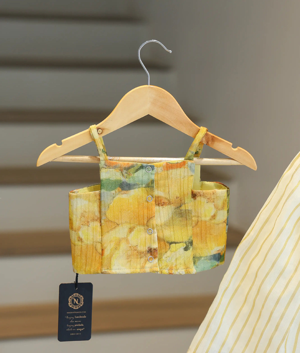 Yellow Silk Top with Kasavu Skirt for Baby Girl [6480]