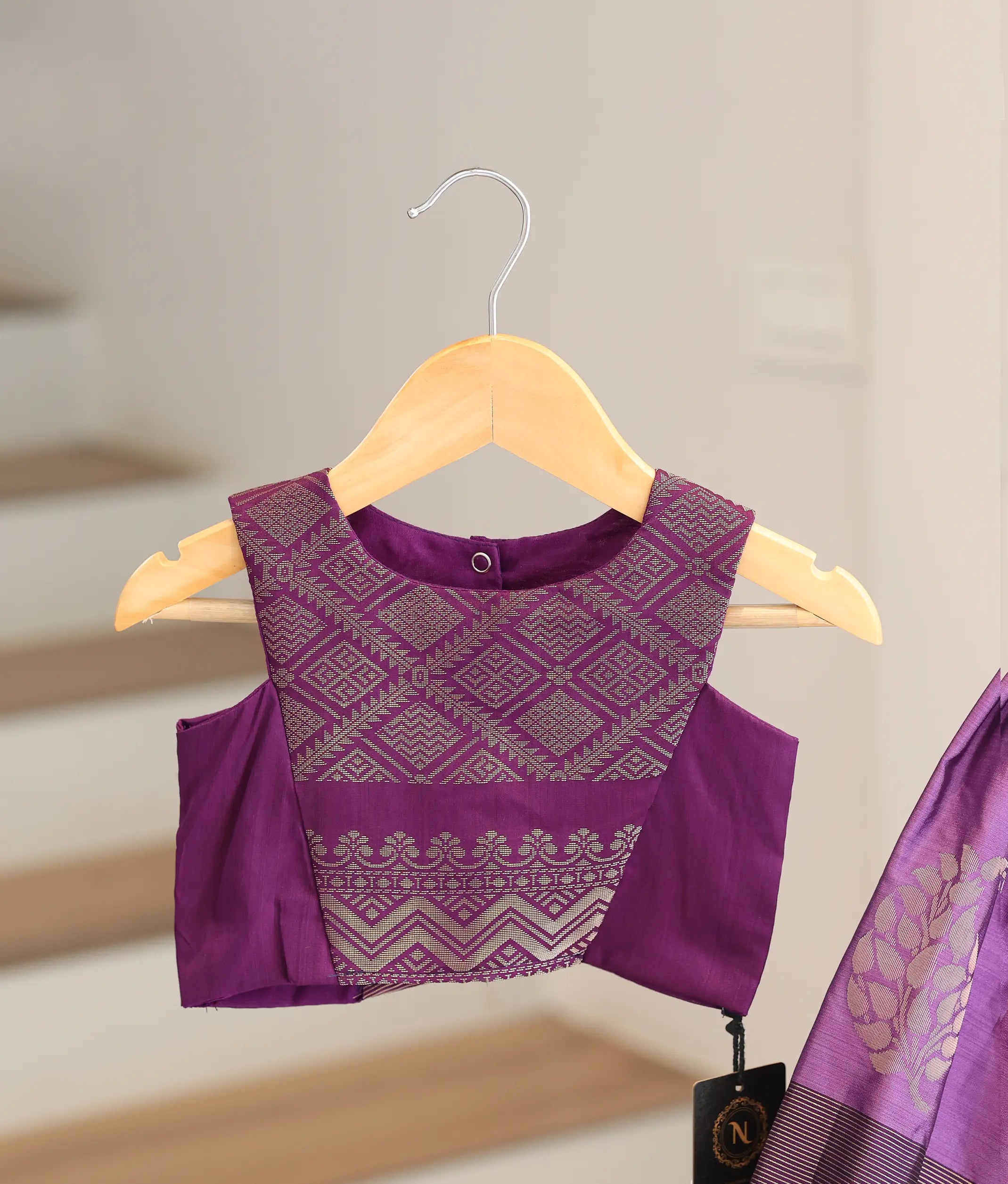 Purple Kanchipuram Silk Skirt and Top for Baby Girl [6482]