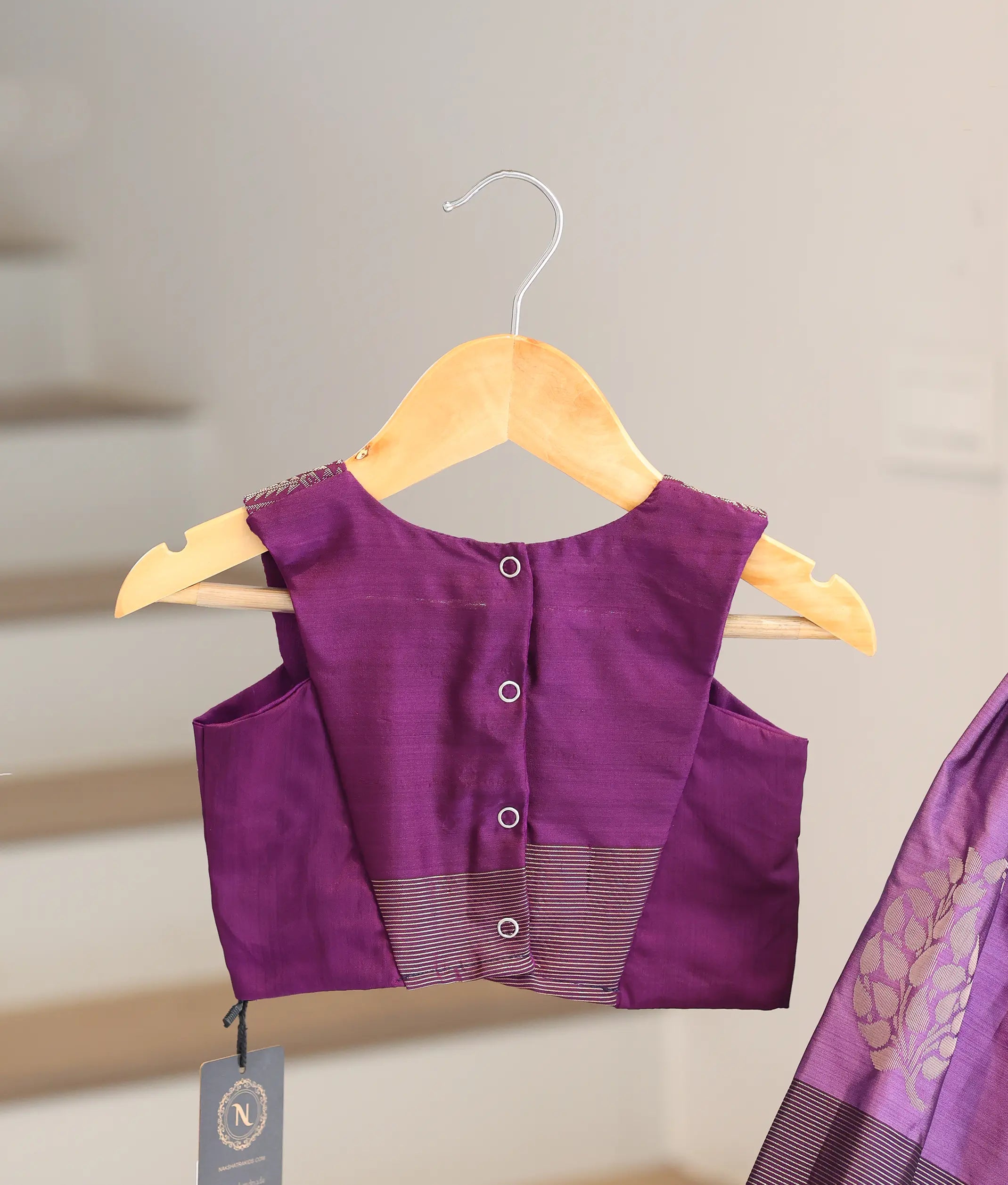 Purple Kanchipuram Silk Skirt and Top for Baby Girl [6482]