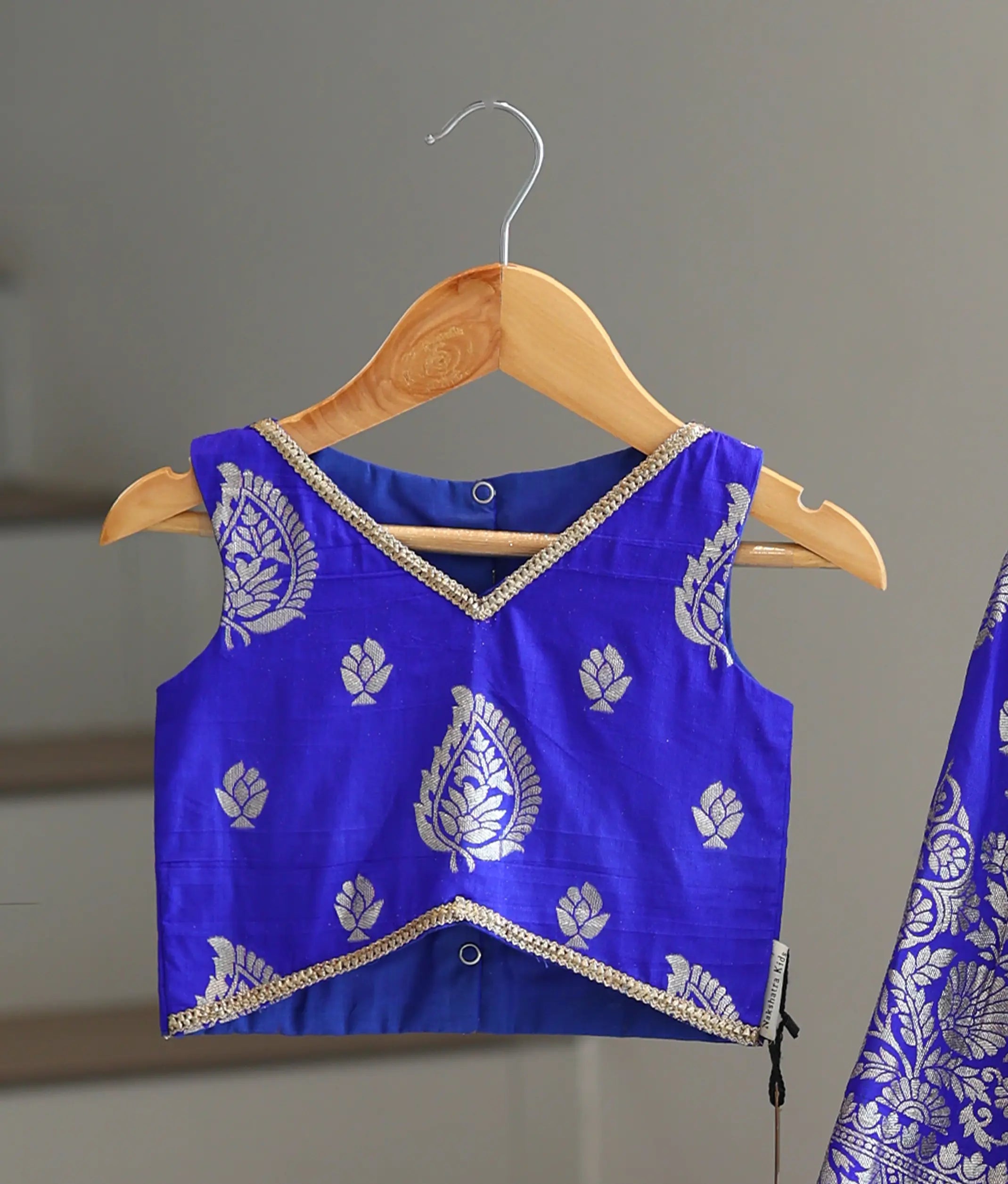 Royal Blue Semi Silk Skirt and Top for Baby Girl [6504]
