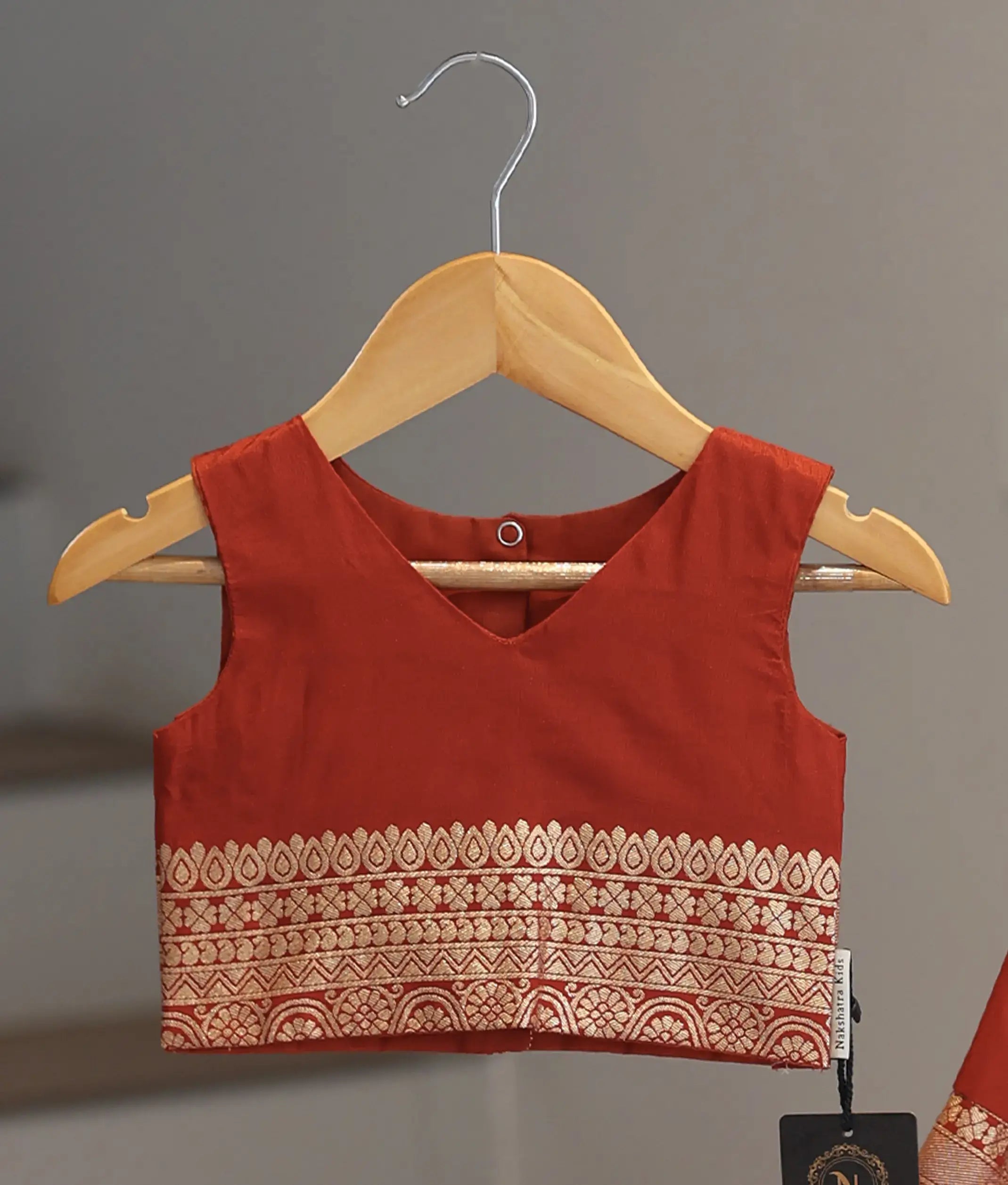 Rust Red Semi Silk Skirt and Top for Baby Girl [6508]
